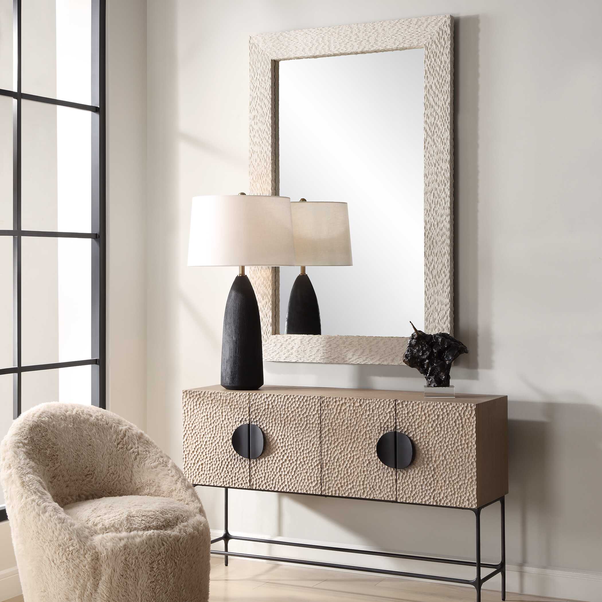 Everett Ivory Stone Mirror - Image 3