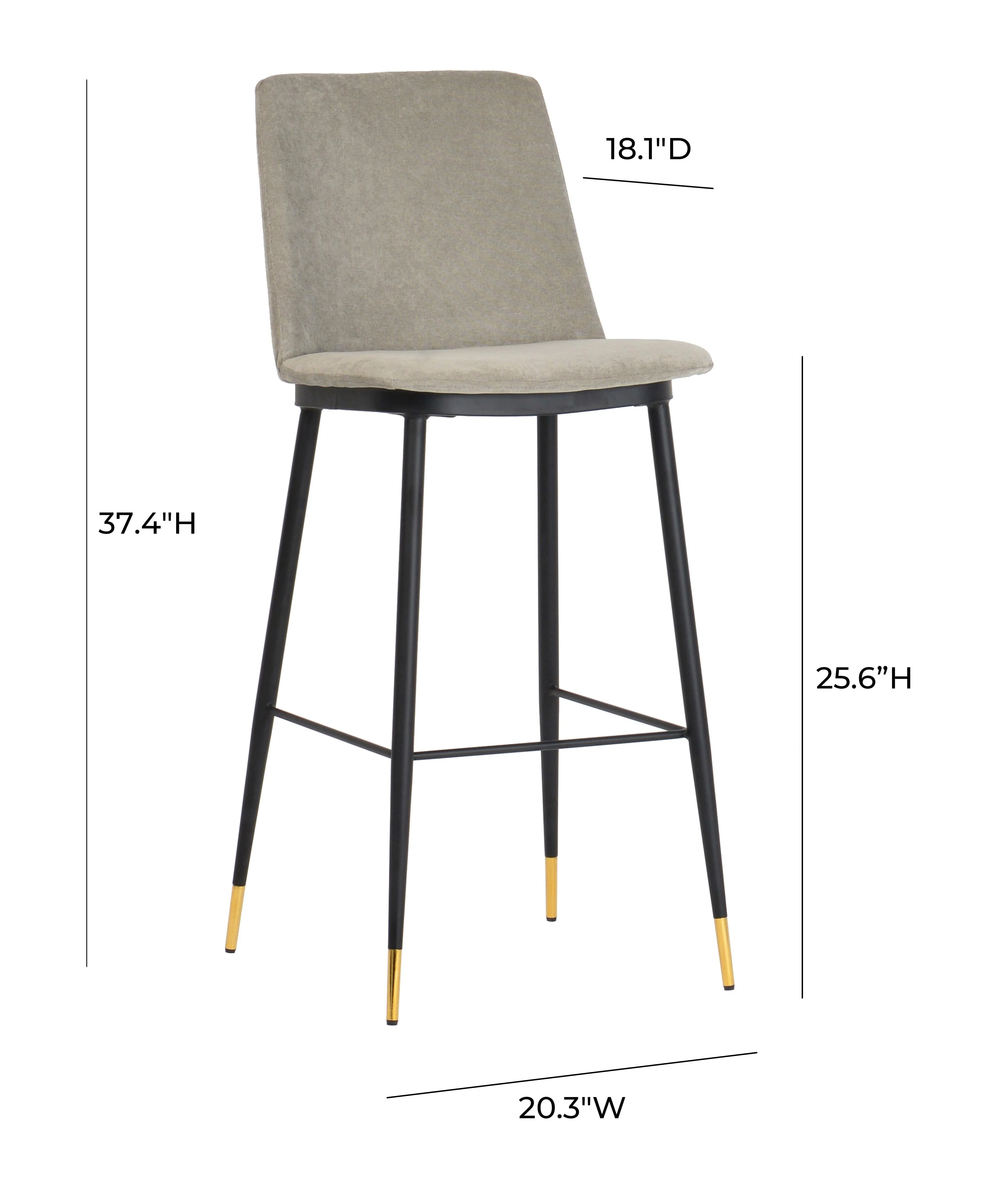 Evora Grey Velvet Counter Stool (Set of 2) - Image 9