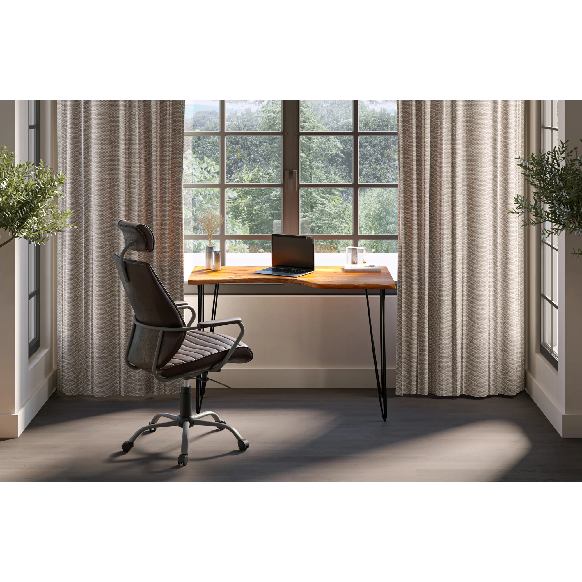 Executive Office Chair Dark Brown Leather - Image 2
