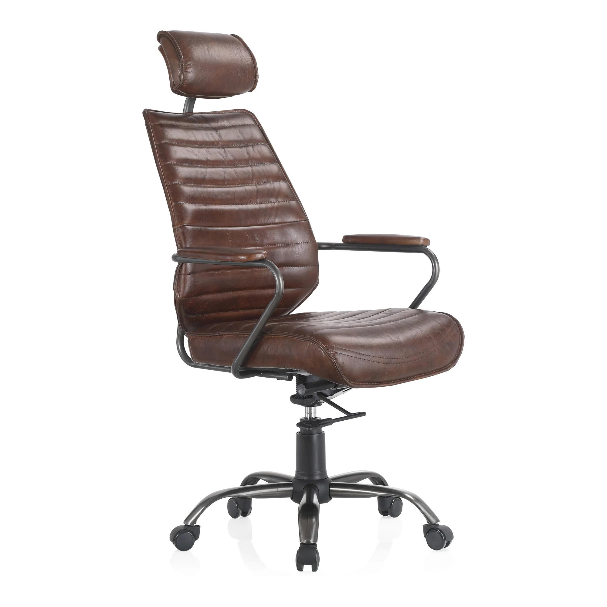Executive Office Chair Dark Brown Leather - Image 3