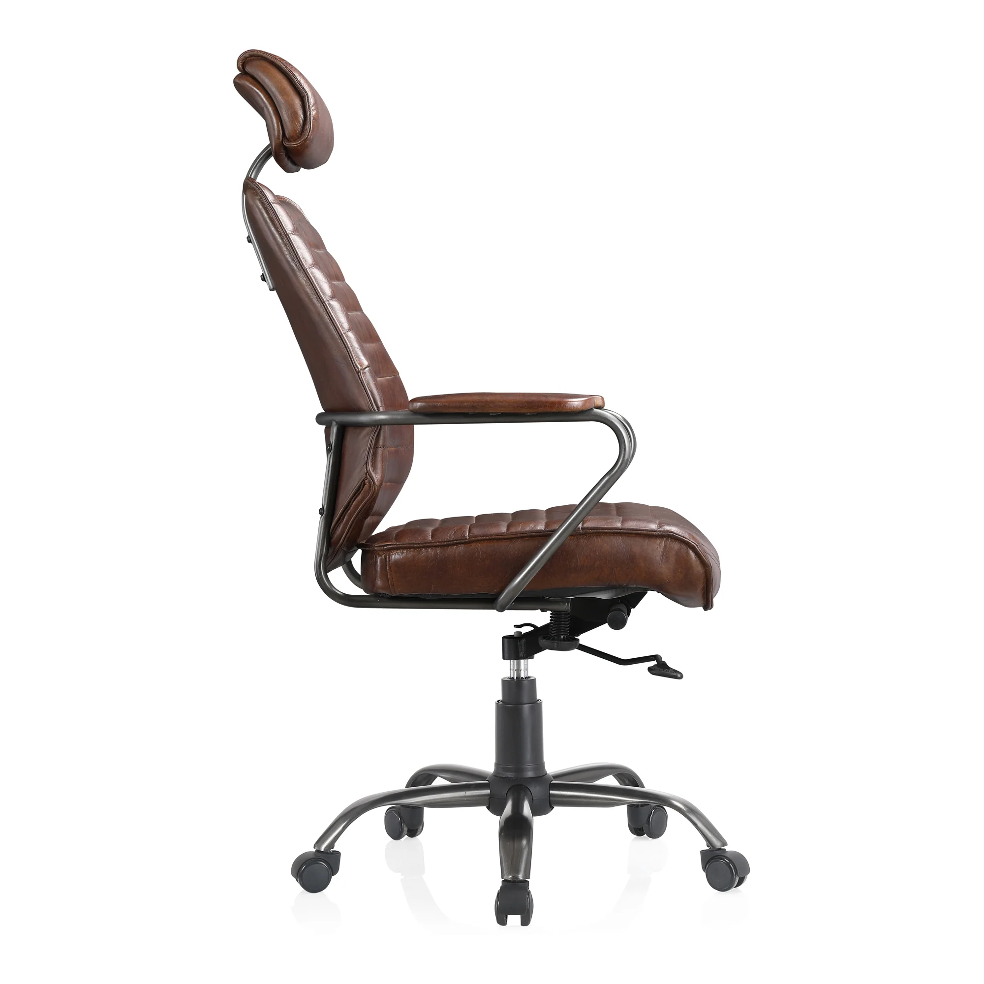 Executive Office Chair Dark Brown Leather - Image 4