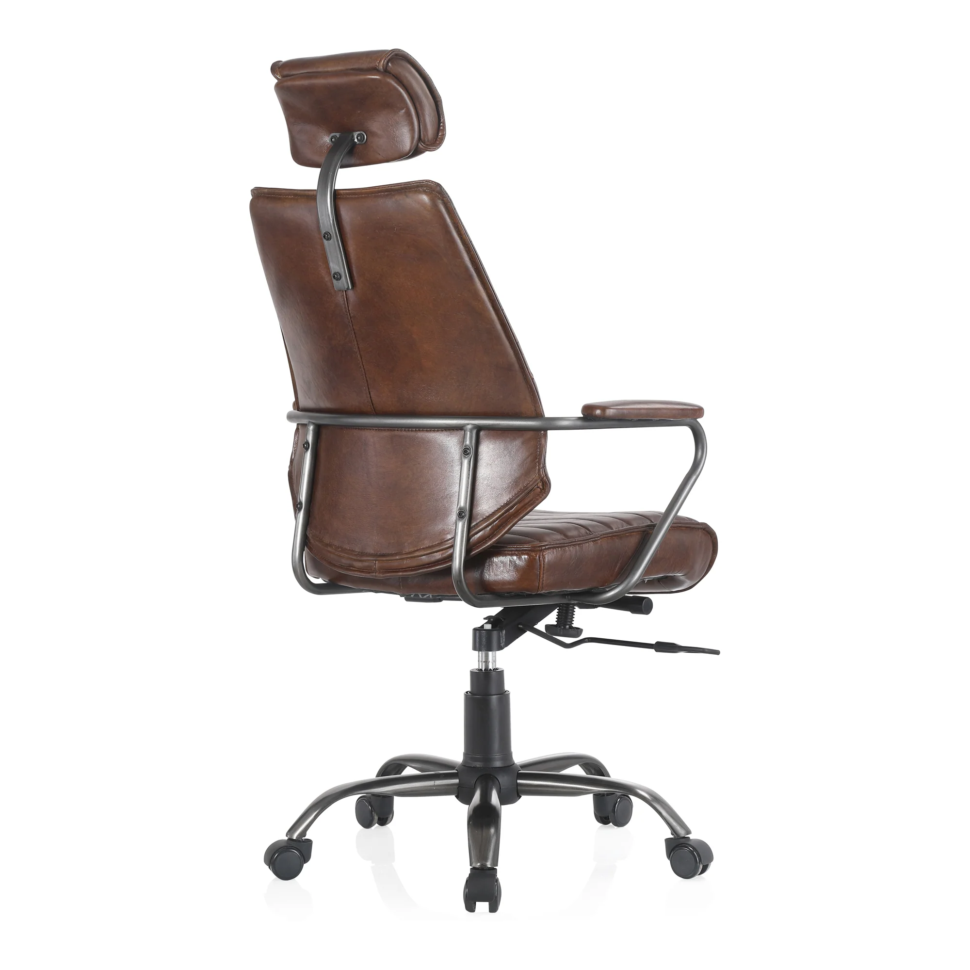 Executive Office Chair Dark Brown Leather - Image 6