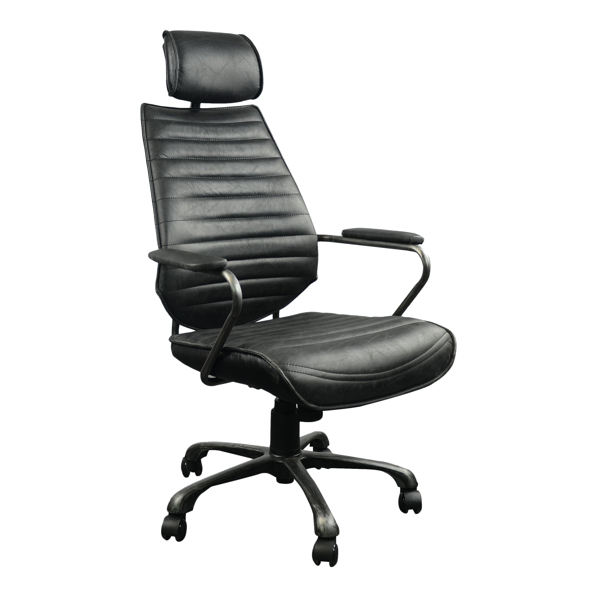 Executive Swivel Office Chair Onyx Black Leather - Image 3