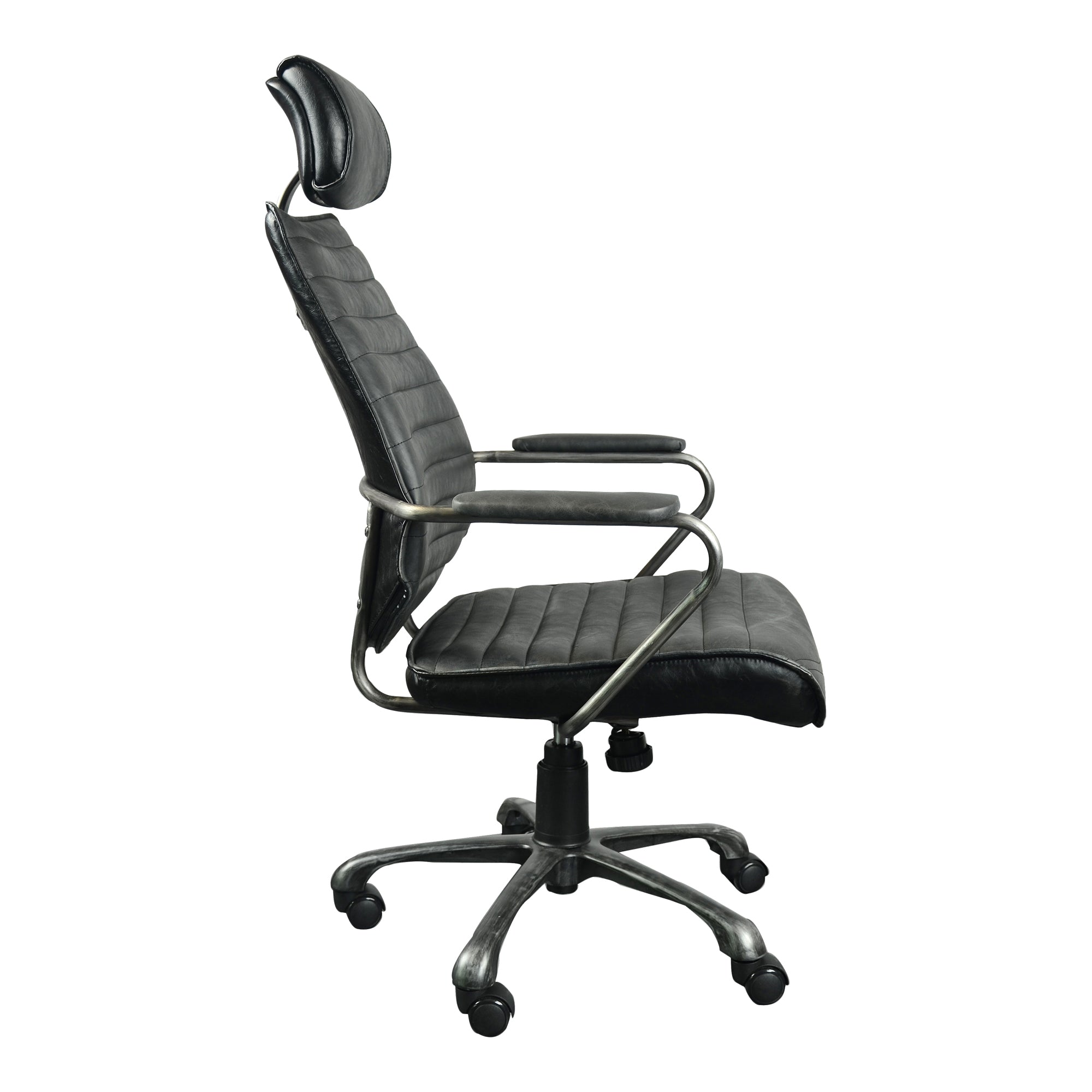 Executive Swivel Office Chair Onyx Black Leather - Image 4