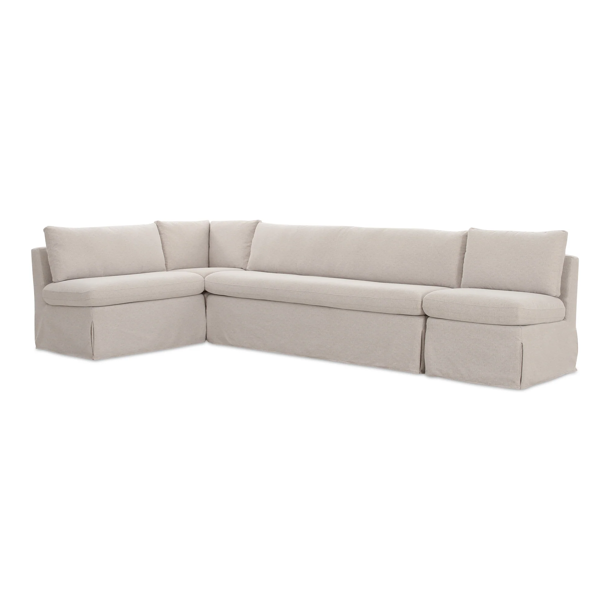 Fable Slipcover Dining Banquette L-Shape Beige 125.5In - Image 4