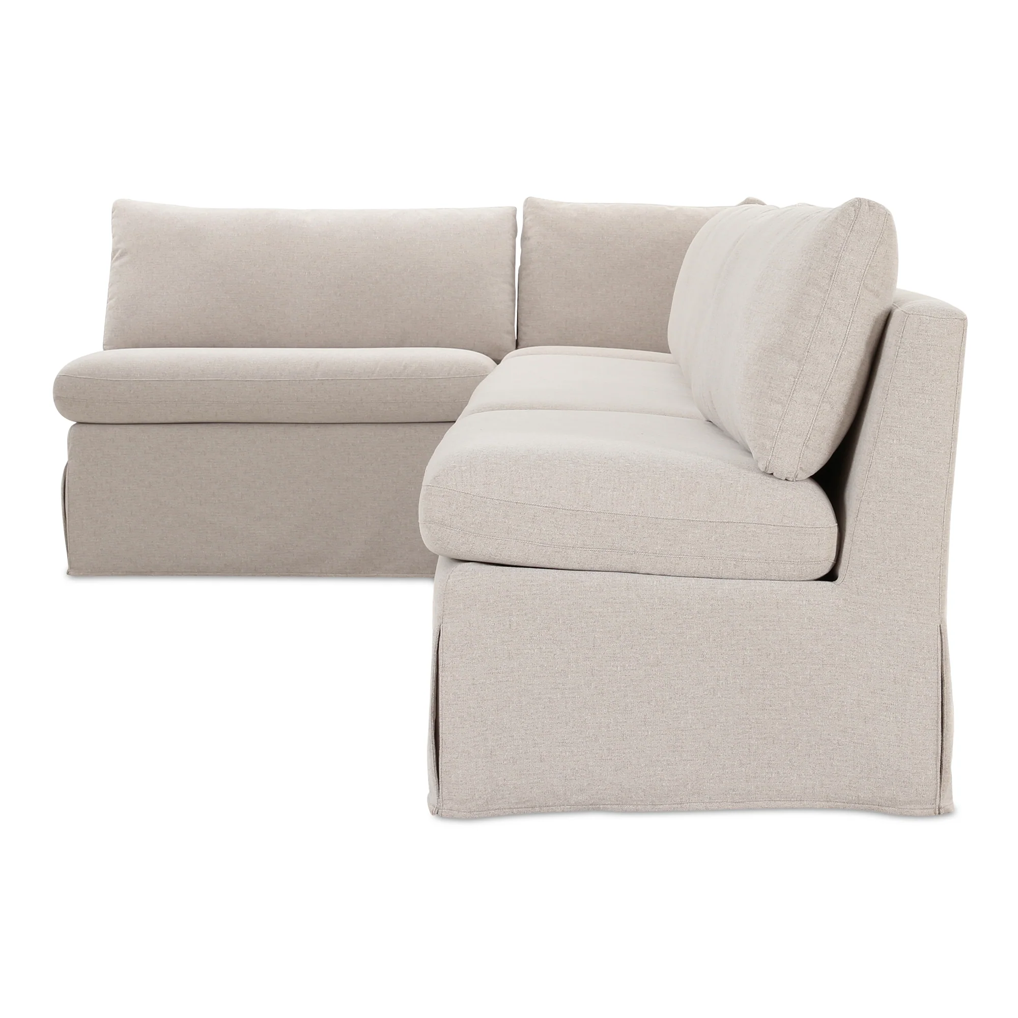 Fable Slipcover Dining Banquette L-Shape Beige 139.5In - Image 5