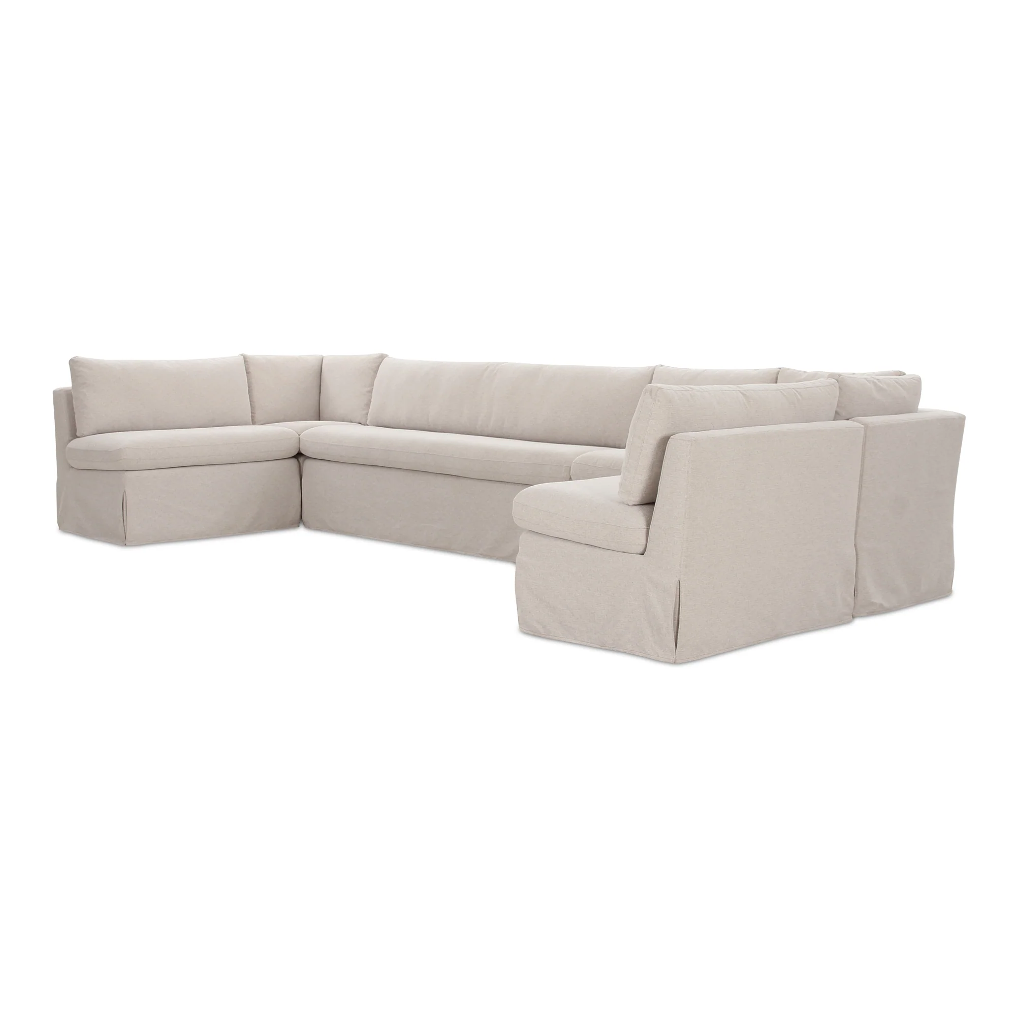 Fable Slipcover Dining Banquette U-Shape Beige 168In - Image 4