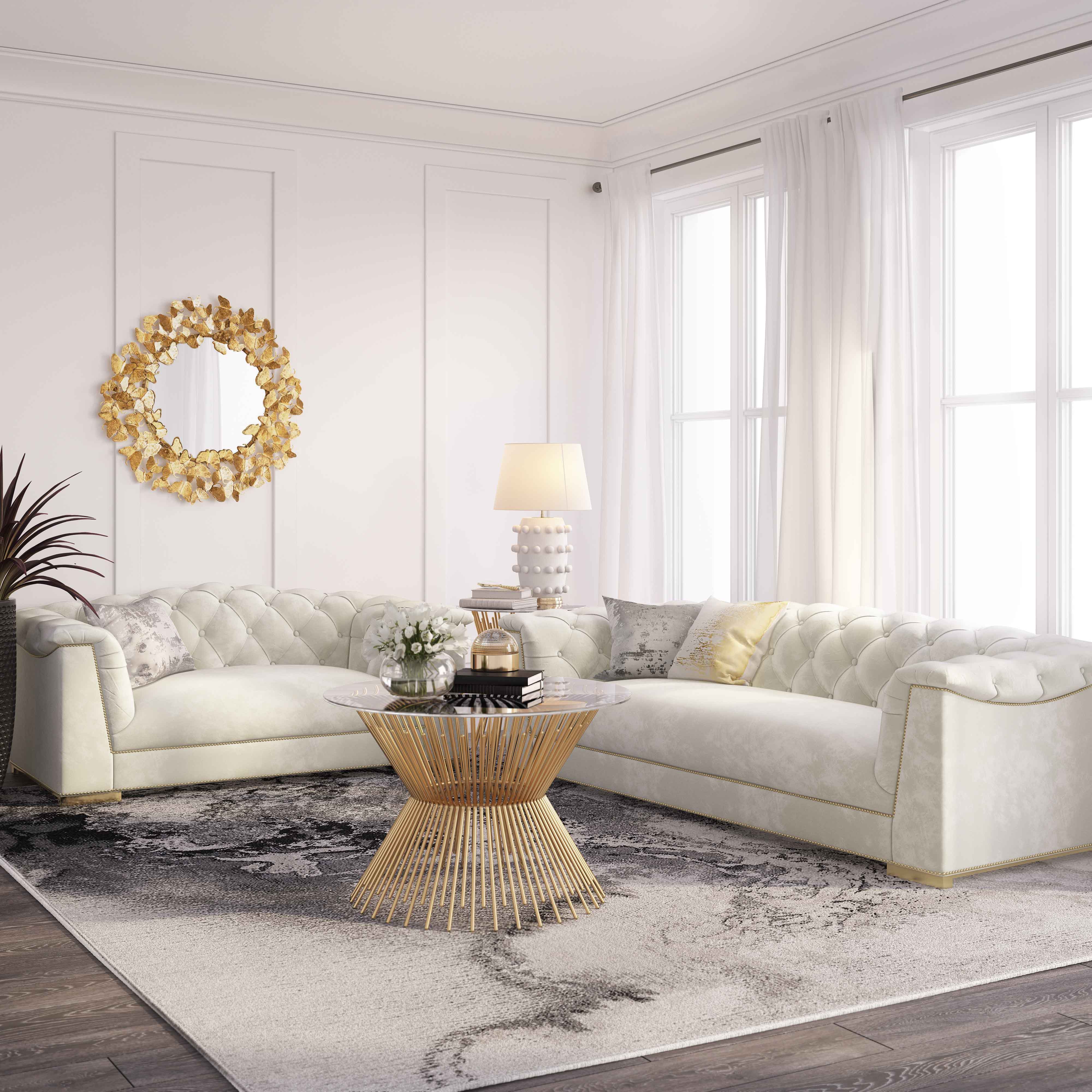 Farah Cream Velvet Sofa - Image 2