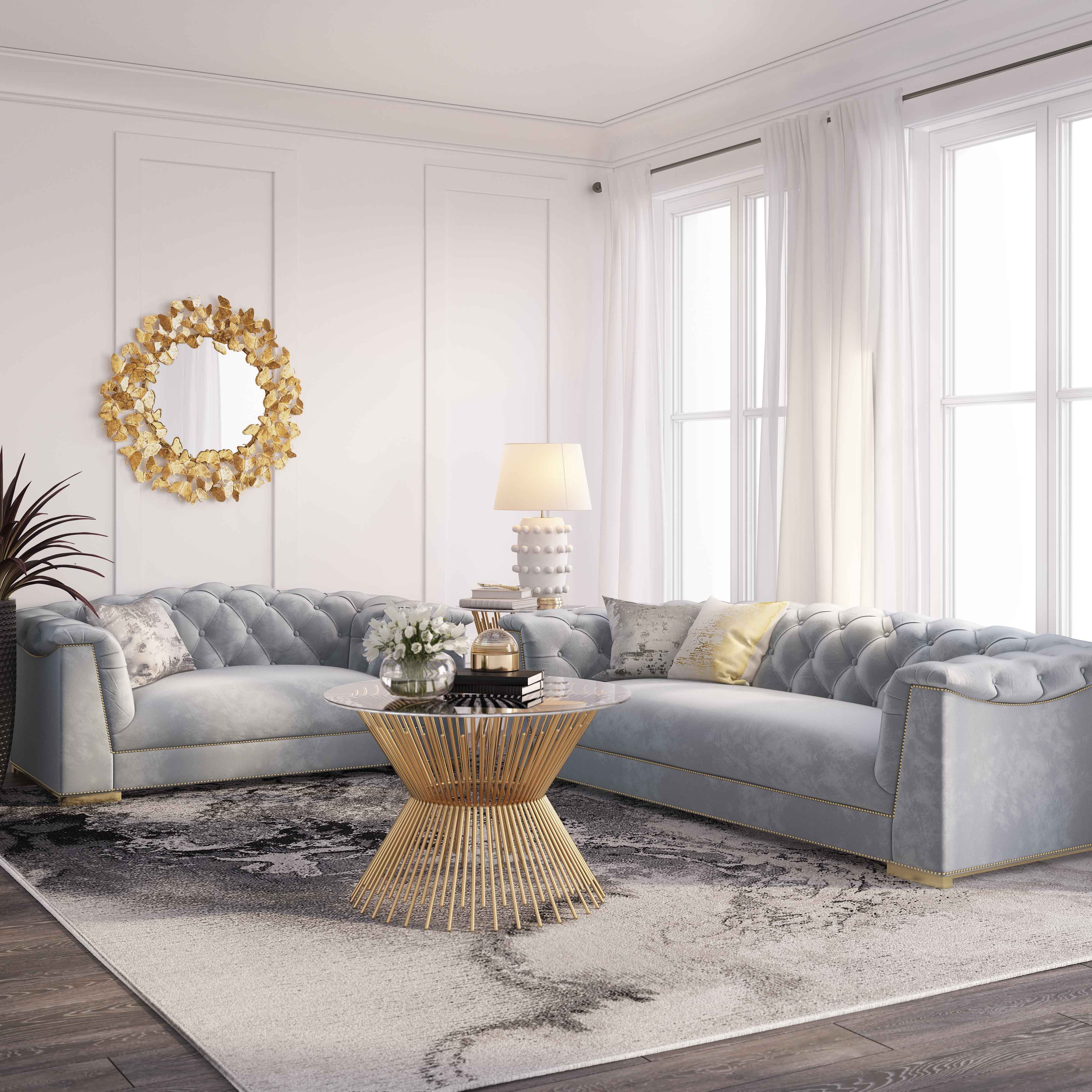 Farah Grey Velvet Sofa - Image 2