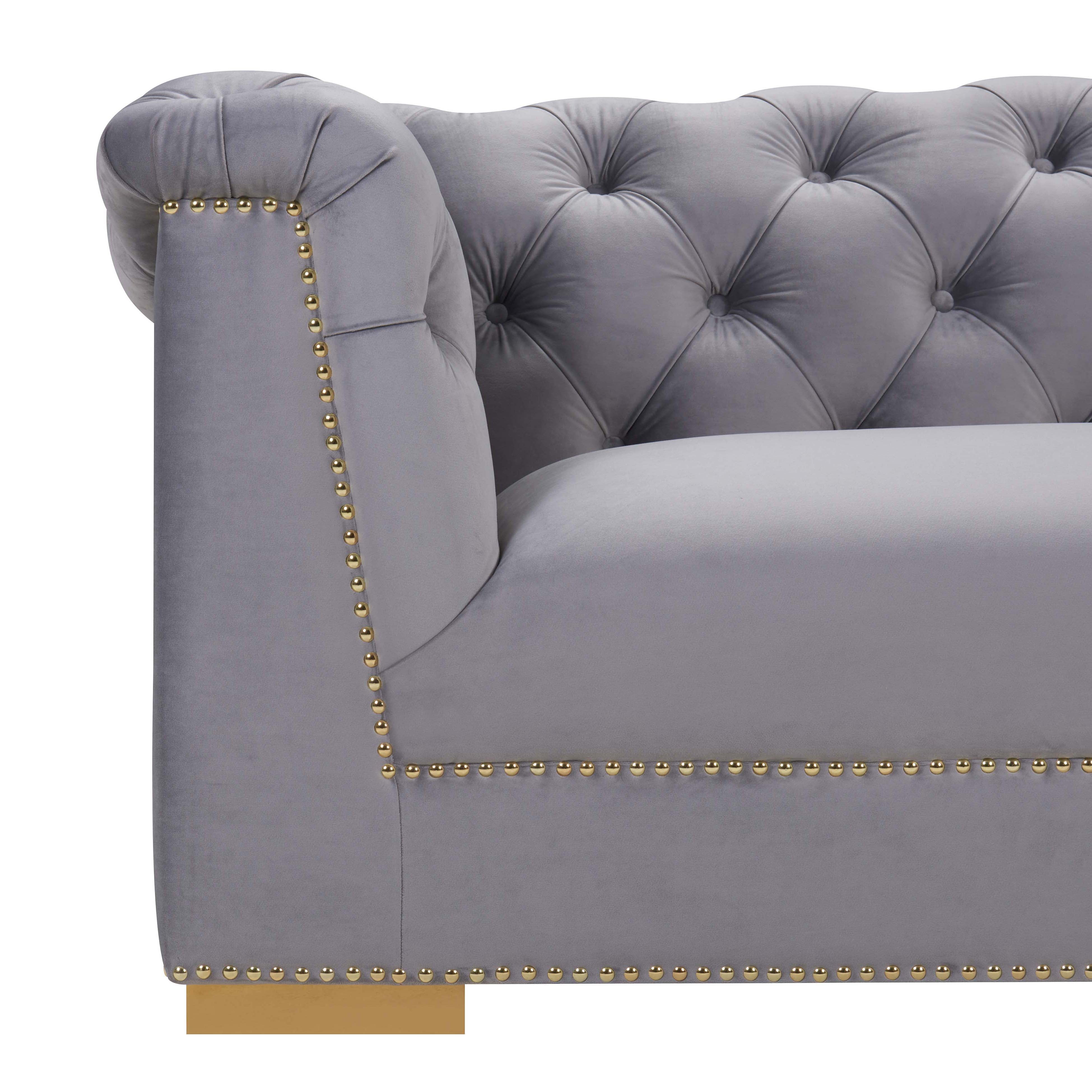 Farah Grey Velvet Sofa - Image 5