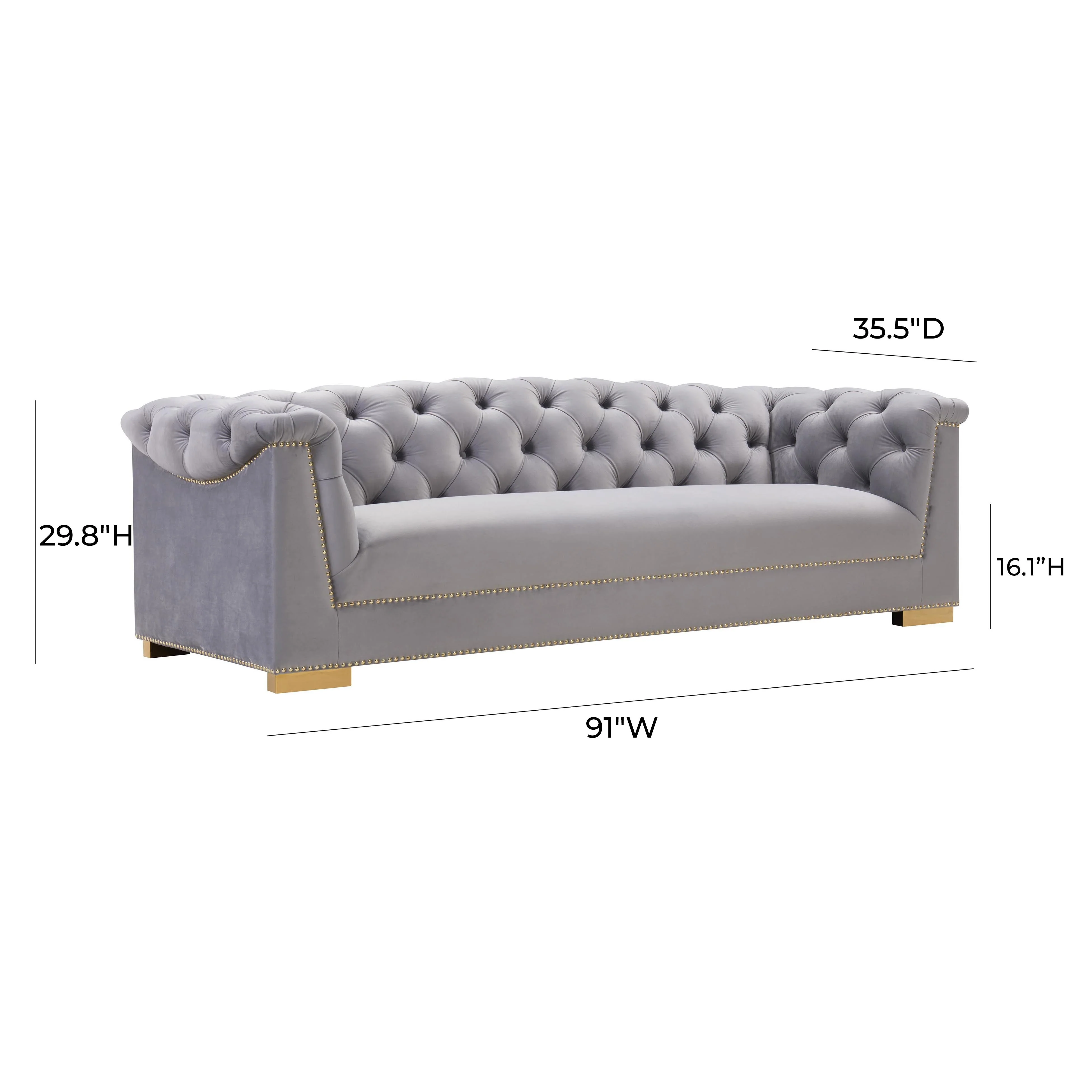 Farah Grey Velvet Sofa - Image 6