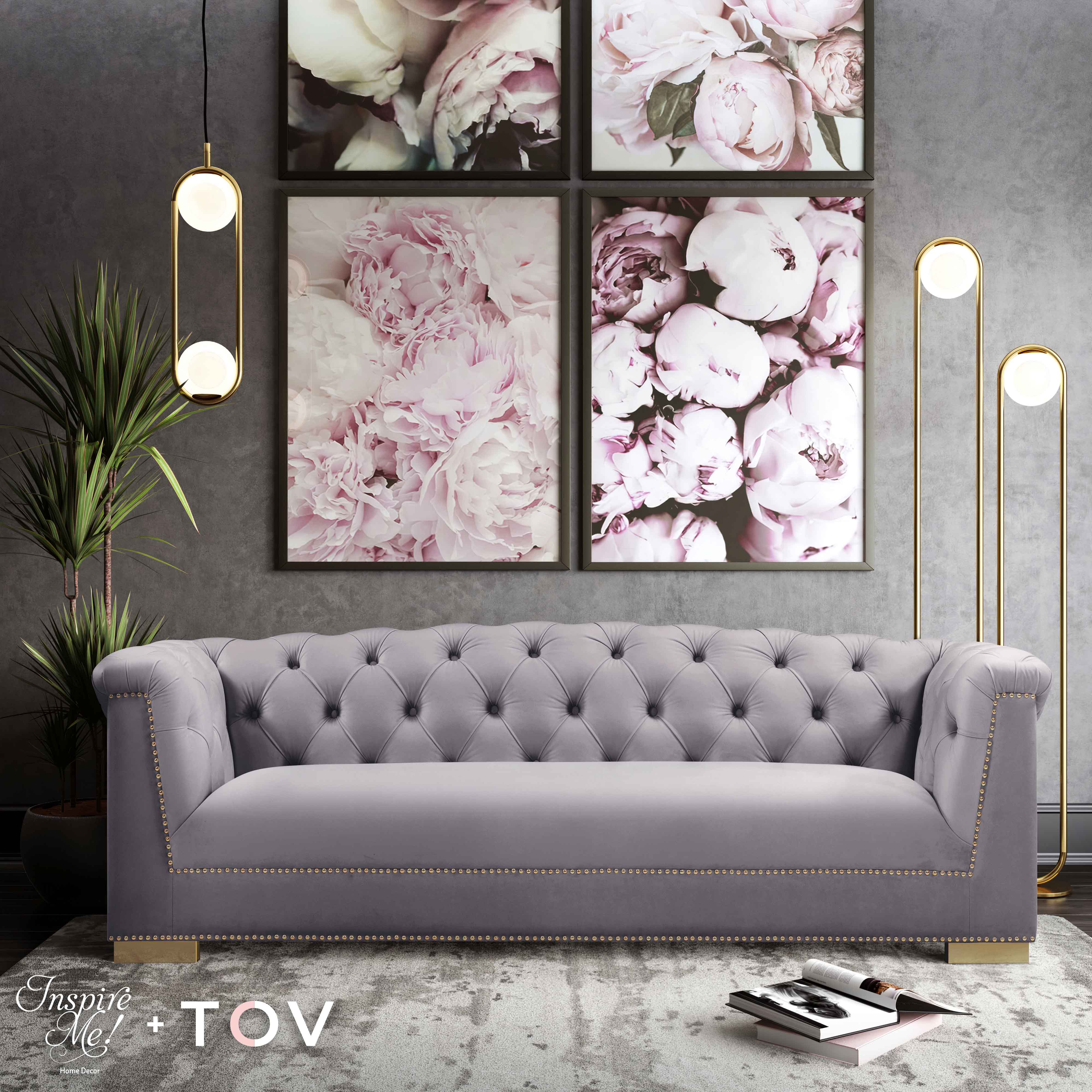 Farah Grey Velvet Sofa - Image 7