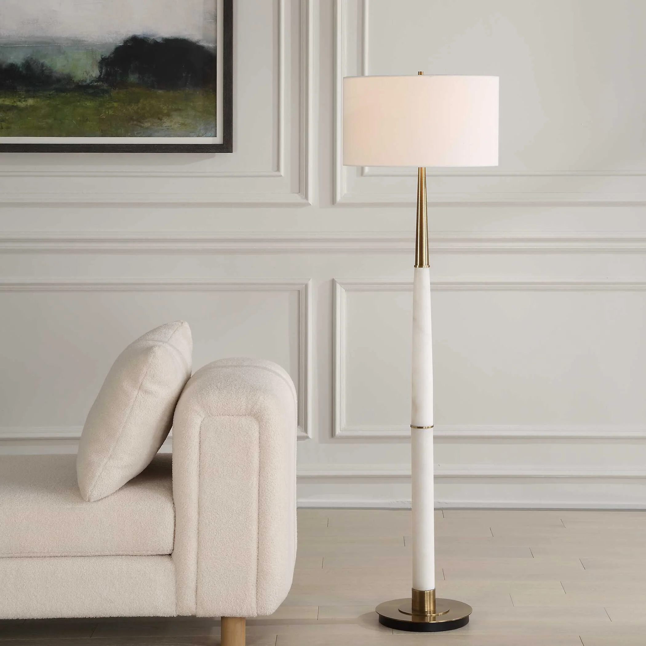 Faro White Marble Floor Lamp - Image 2