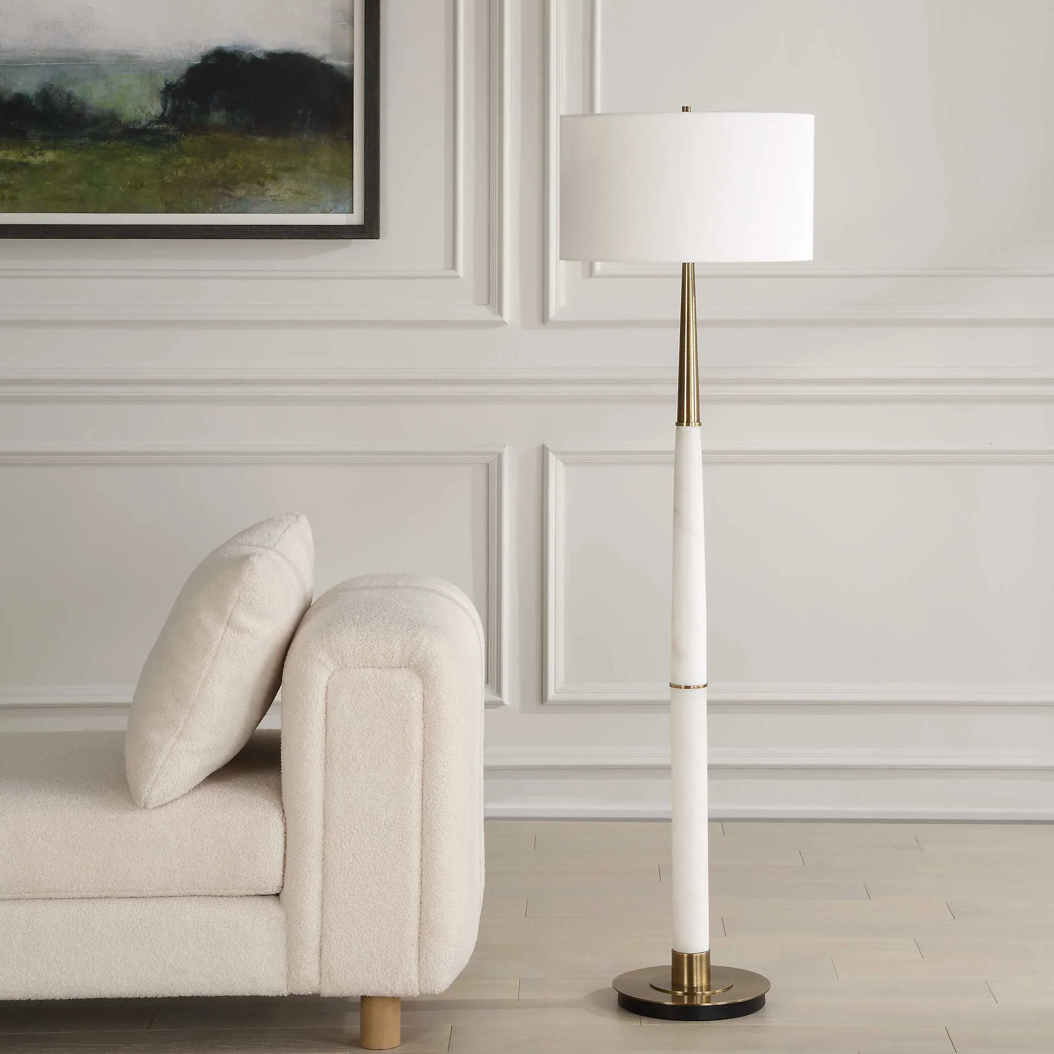 Faro White Marble Floor Lamp - Image 3