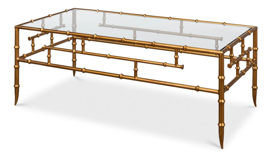 Faux Bamboo Metal Coffee Table 48"