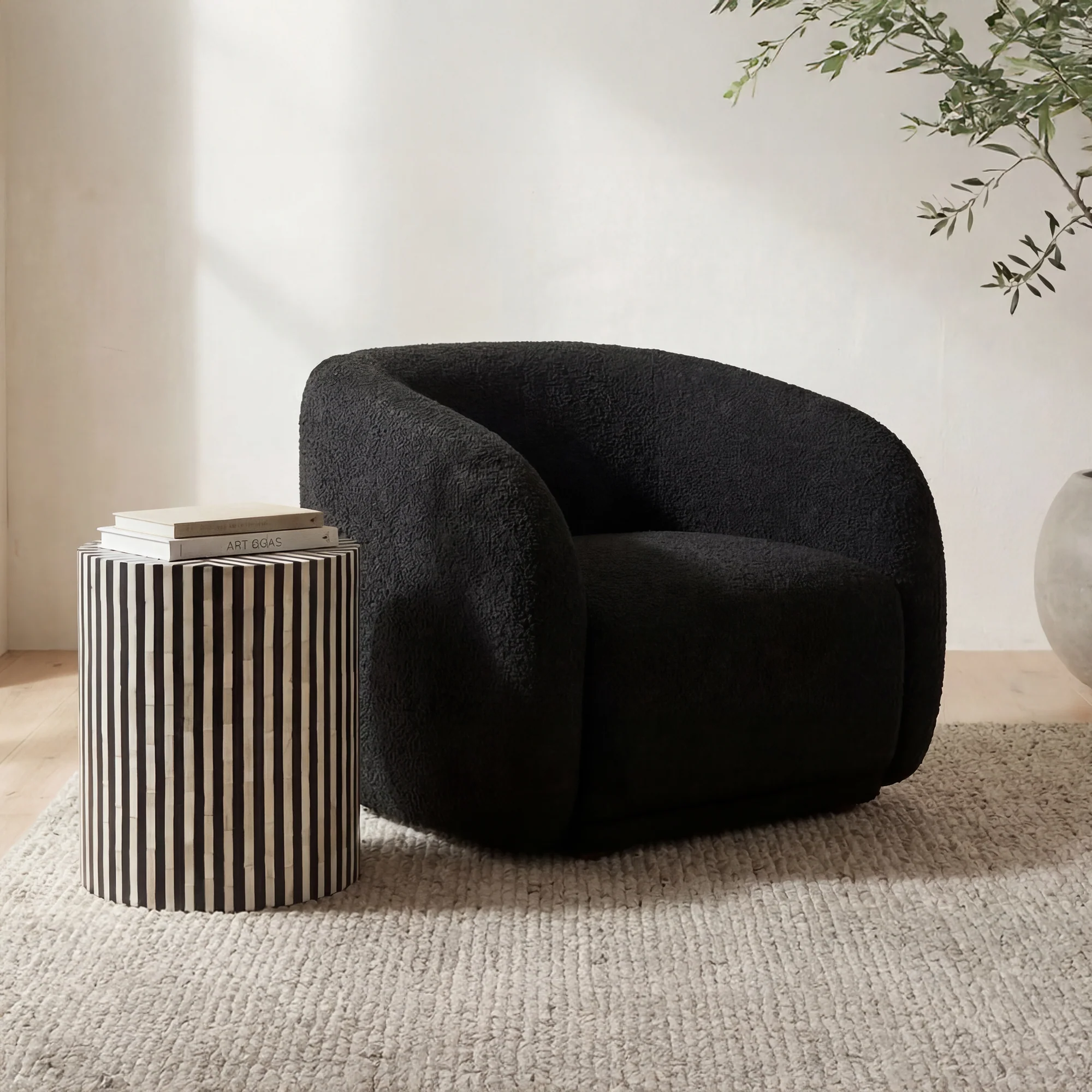 Faye Accent Chair Black Boucle - Image 2