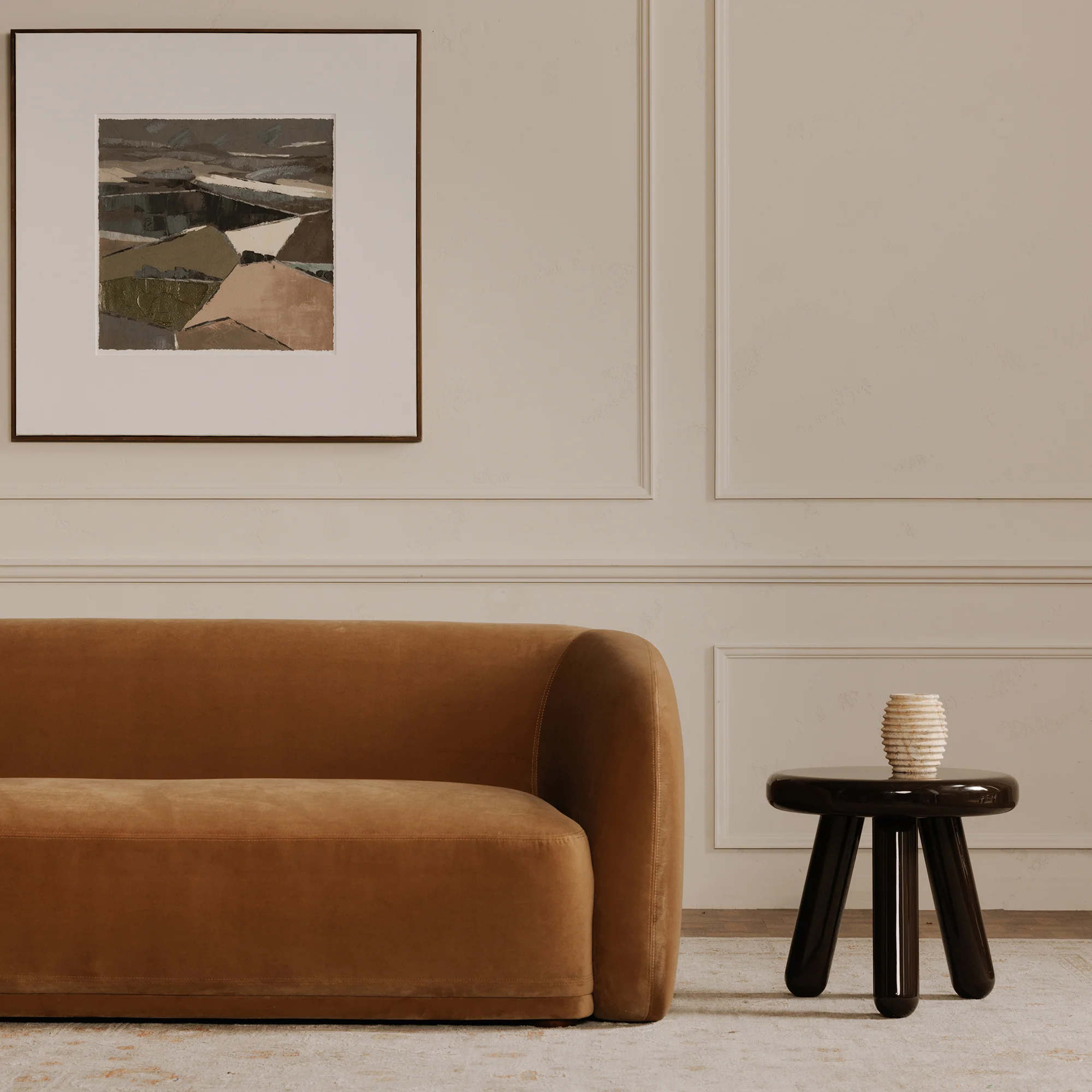 Faye Sofa Tan Faux Mohair - Image 2