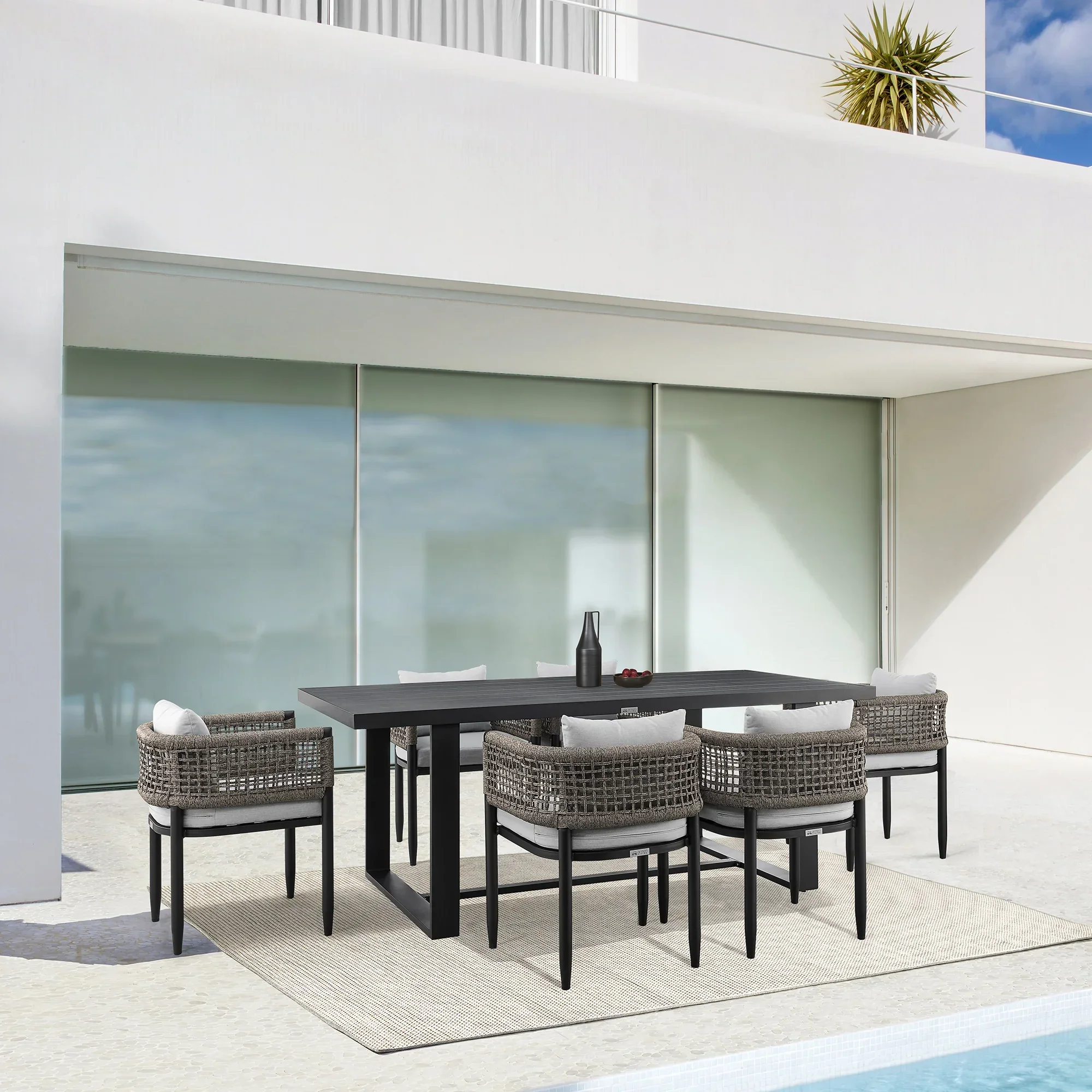 Felicia Outdoor Patio 7-Piece Dining Table Set - Image 2