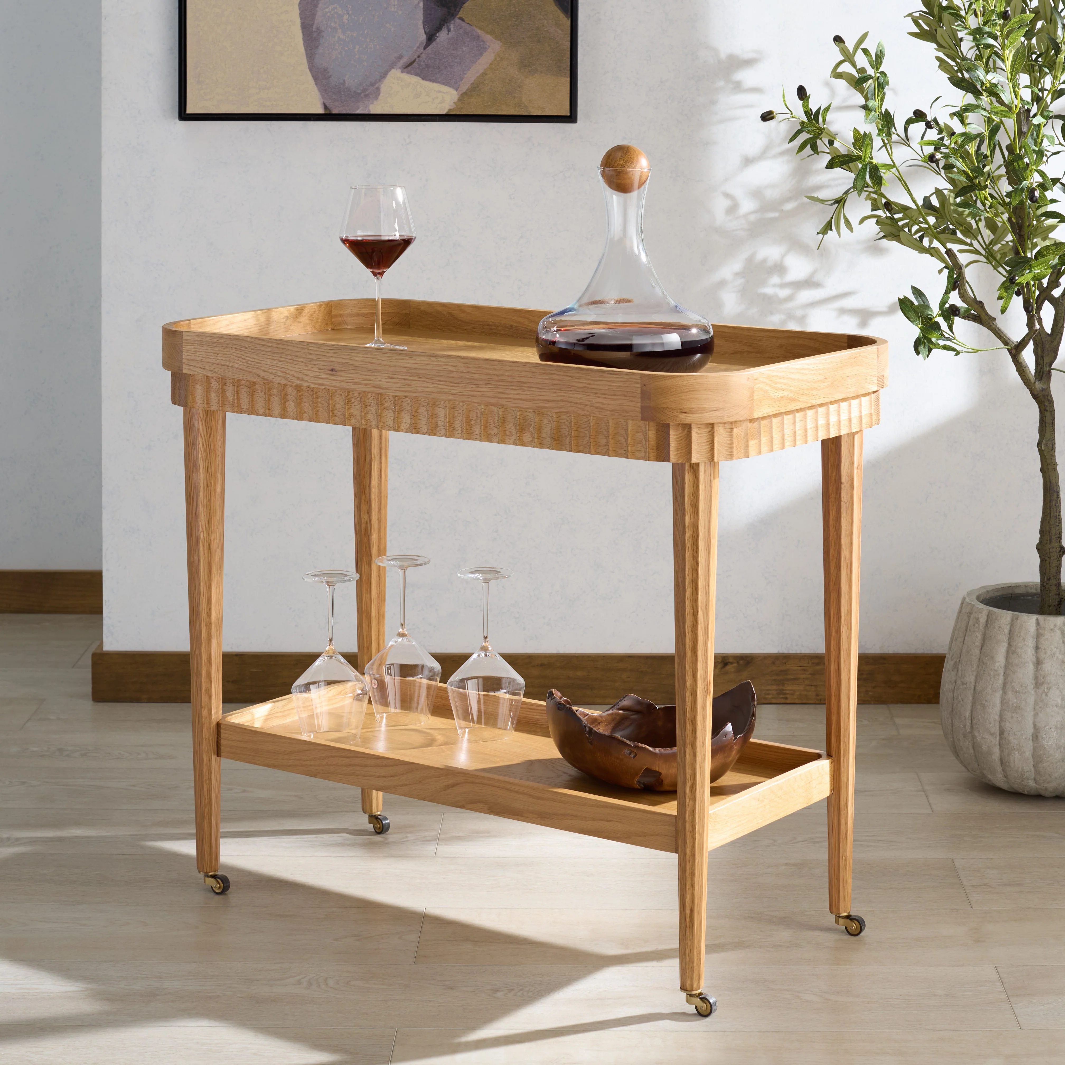 Feliciabriana Wood 2 Shelf Bar Cart - Image 2