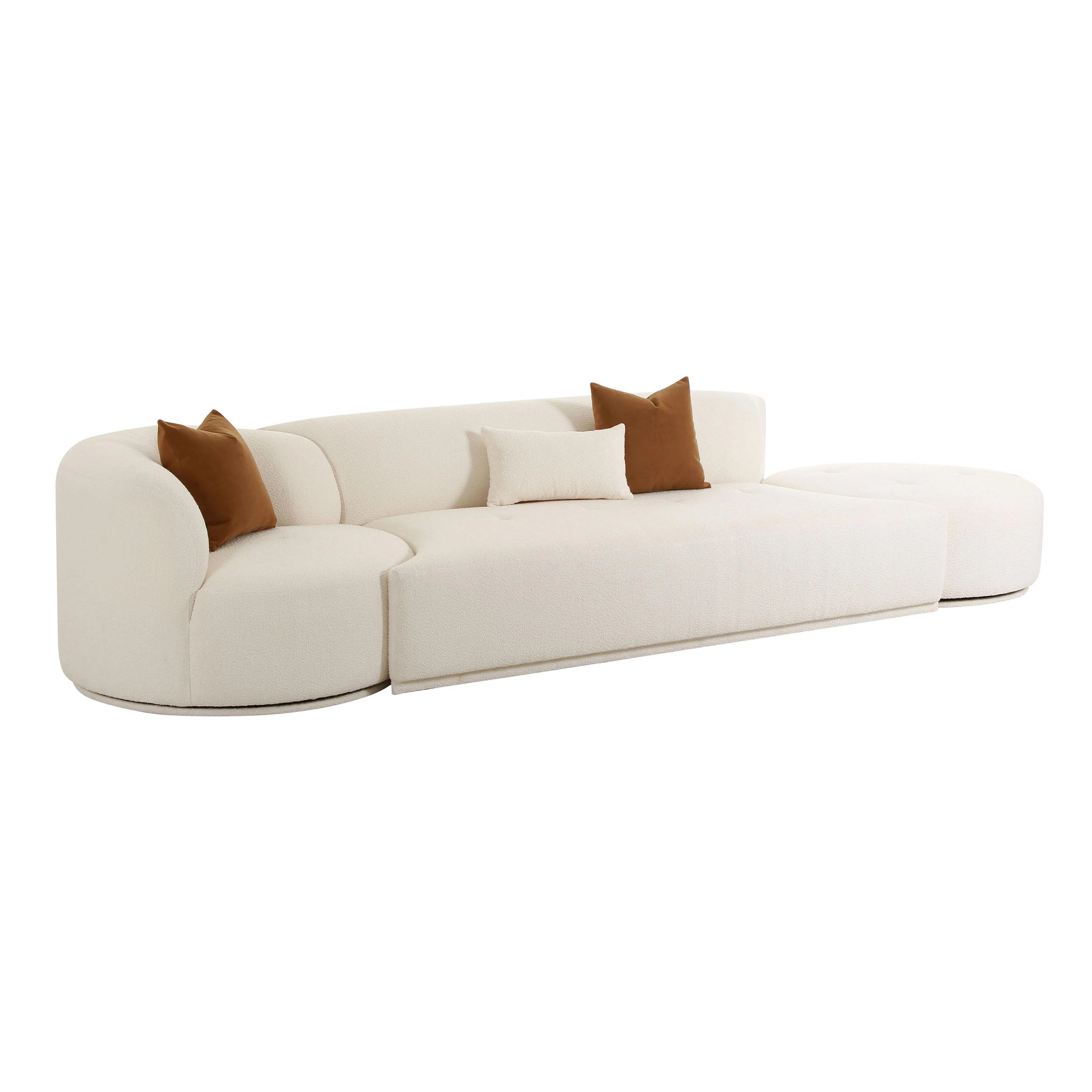 Fickle Cream Boucle 3-Piece Chaise Modular Sofa - Image 3
