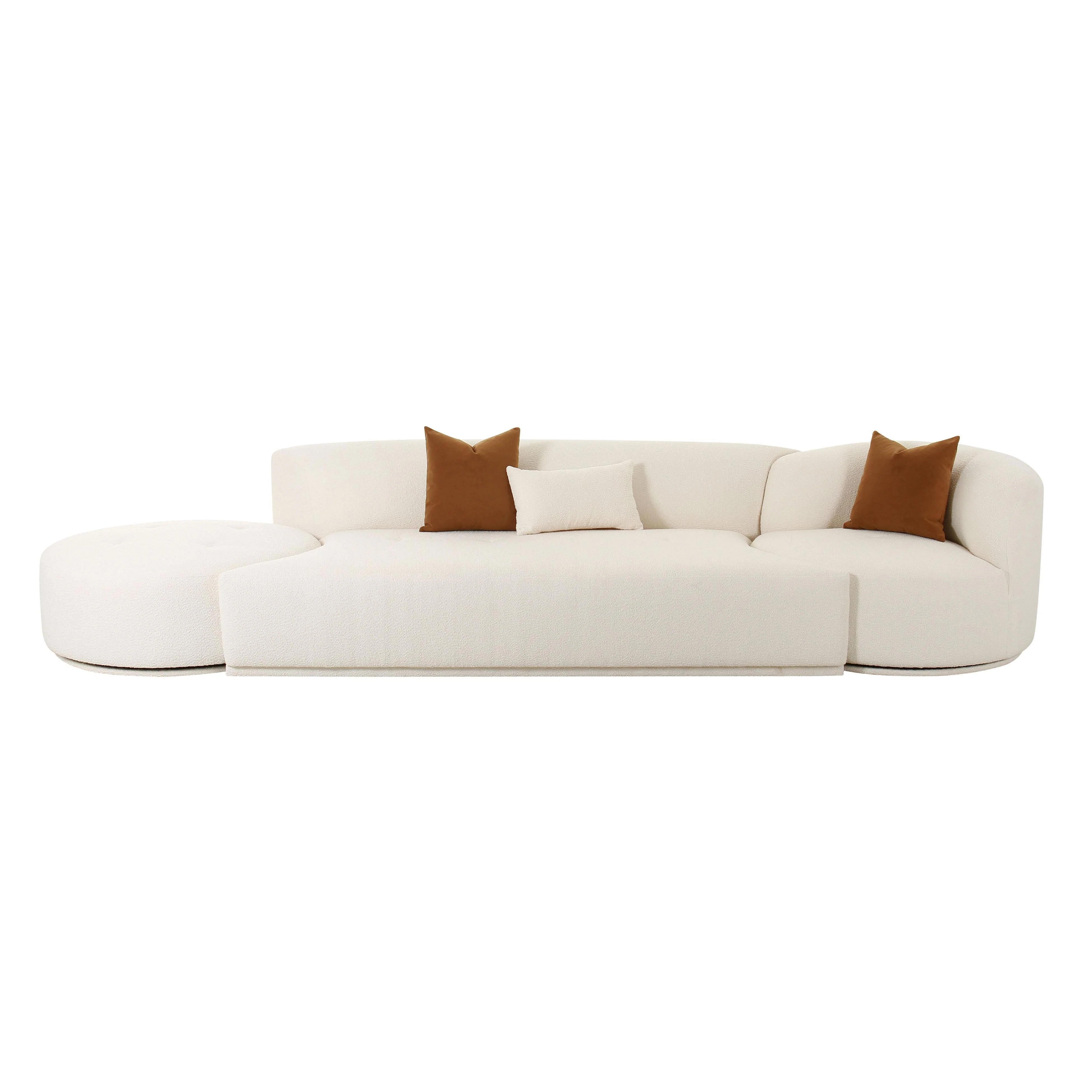 Fickle Cream Boucle 3-Piece Chaise Modular Sofa - Image 4