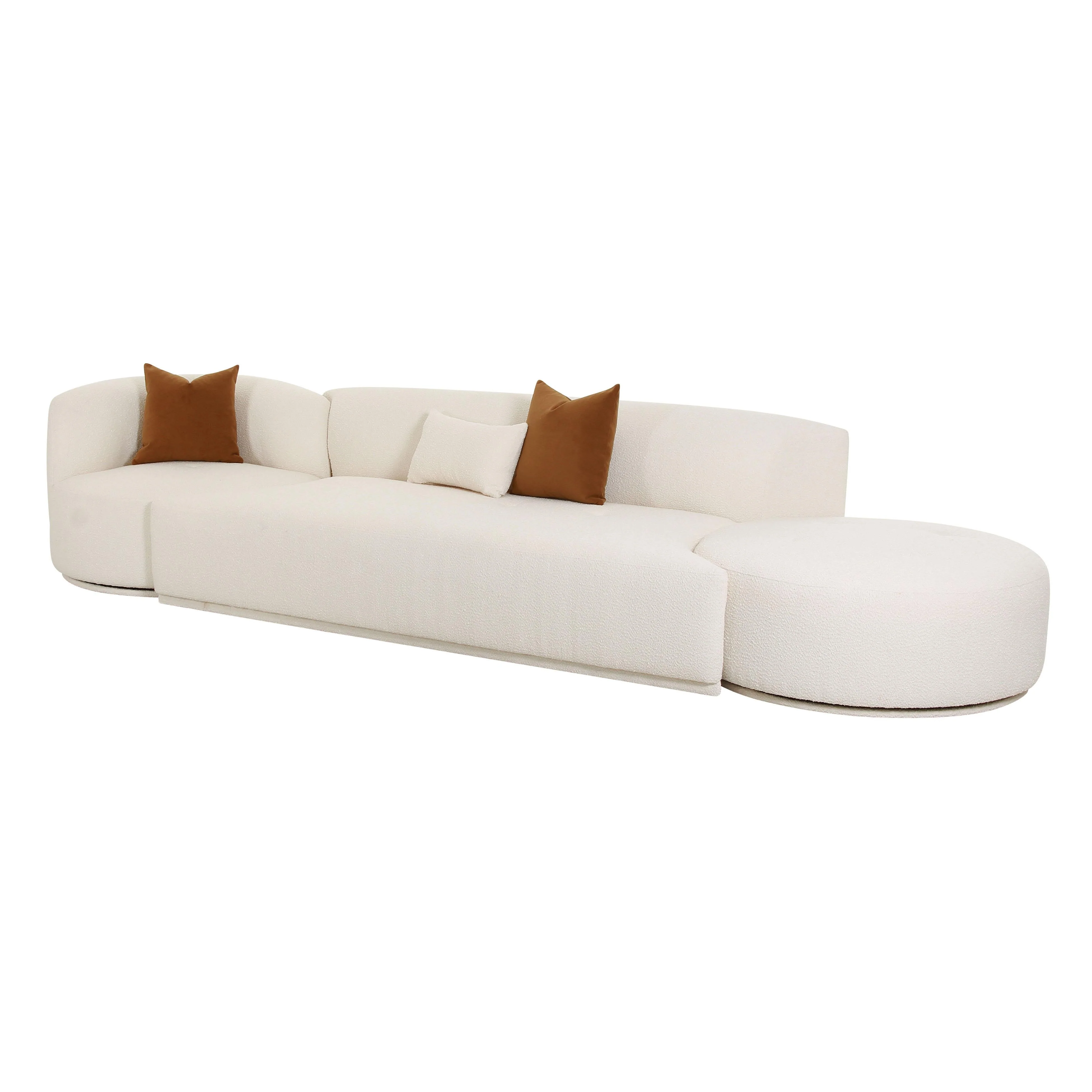 Fickle Cream Boucle 3-Piece Chaise Modular Sofa - Image 6