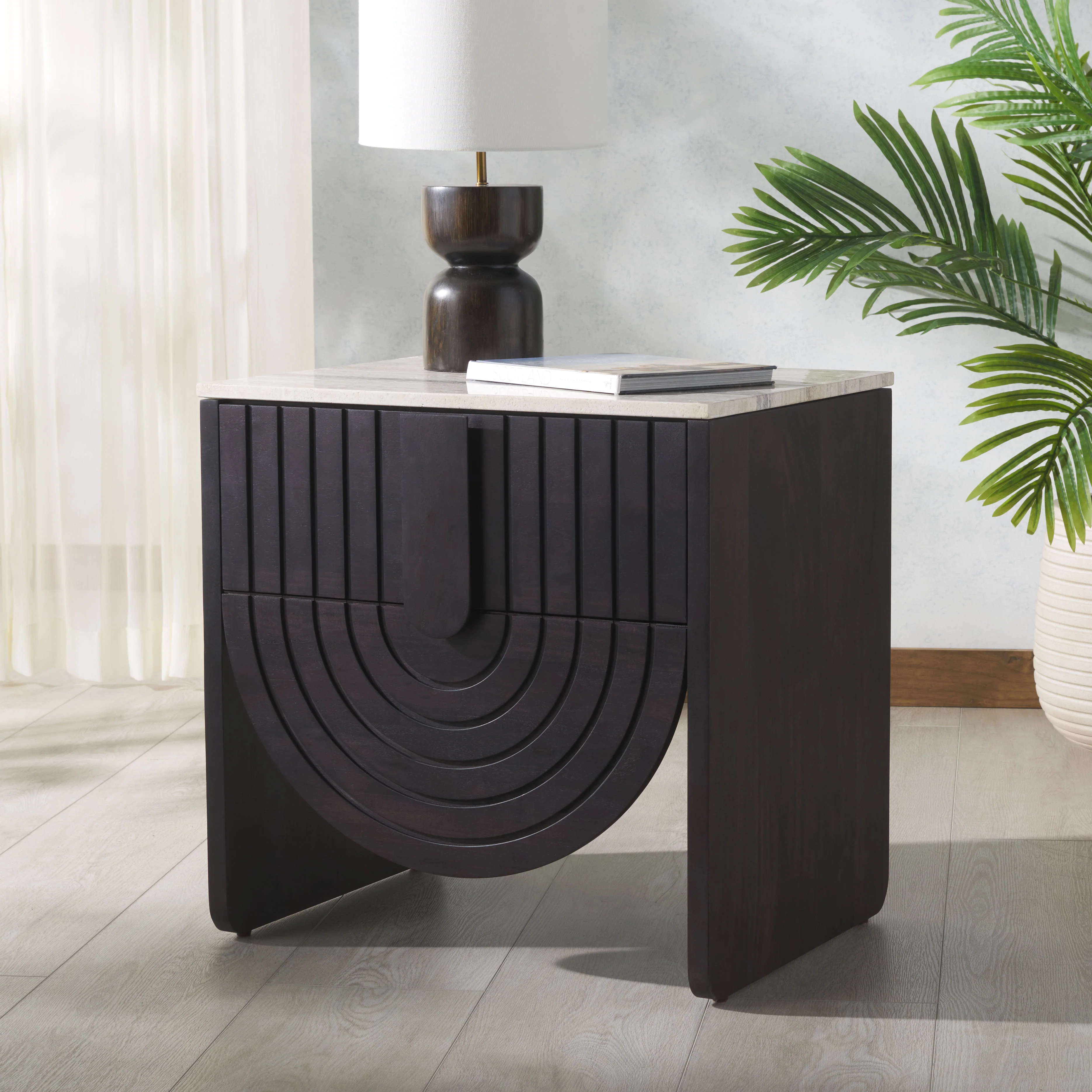 Floris Travertine Top Nightstand - Image 2