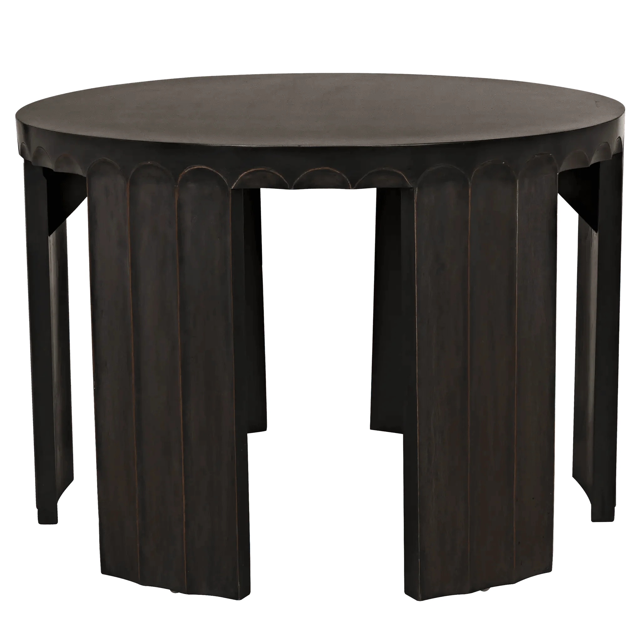 Fluted Side Table, Pale with Light Brown Trim