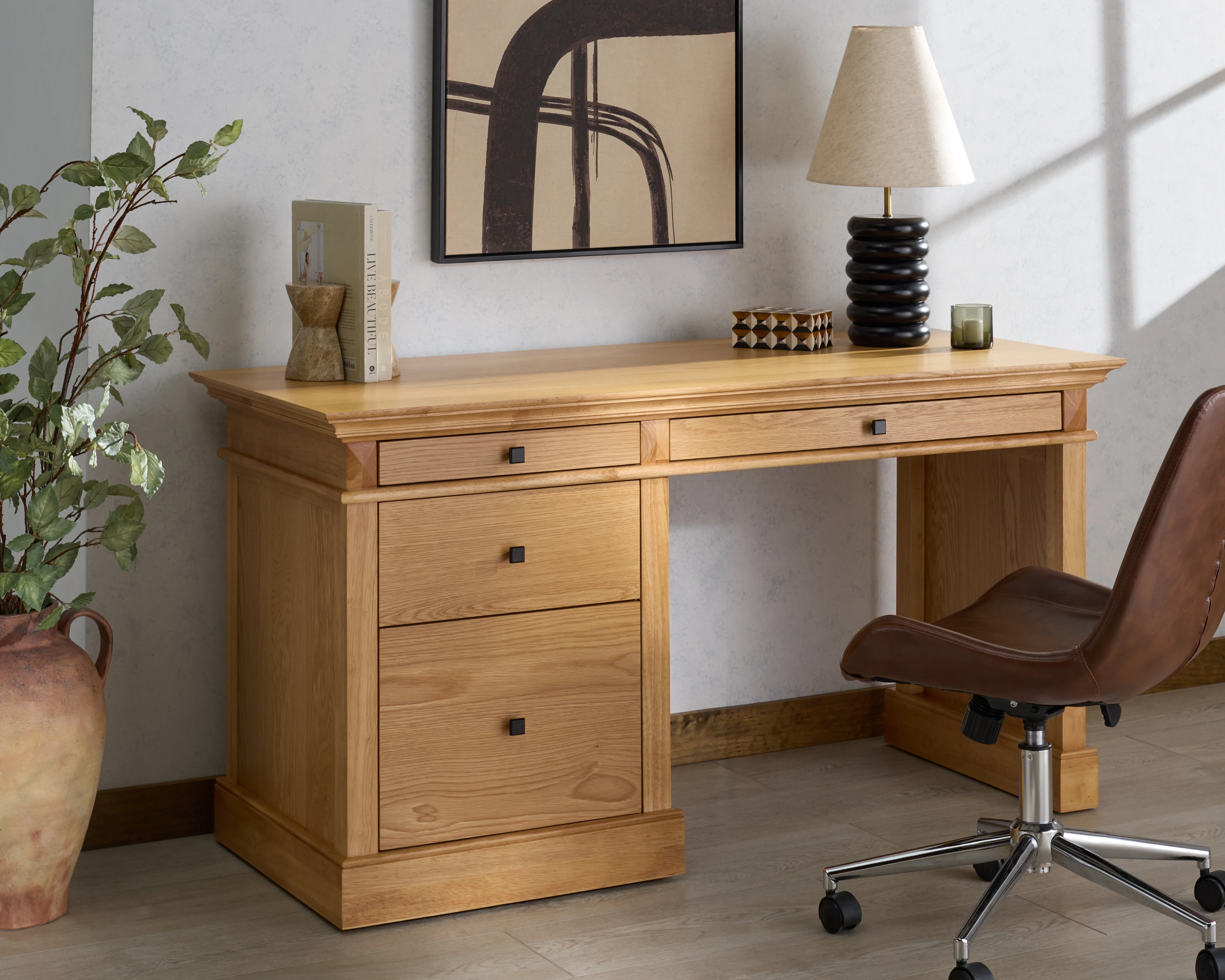Francesco 4 Drawer Wood Desk - Image 7