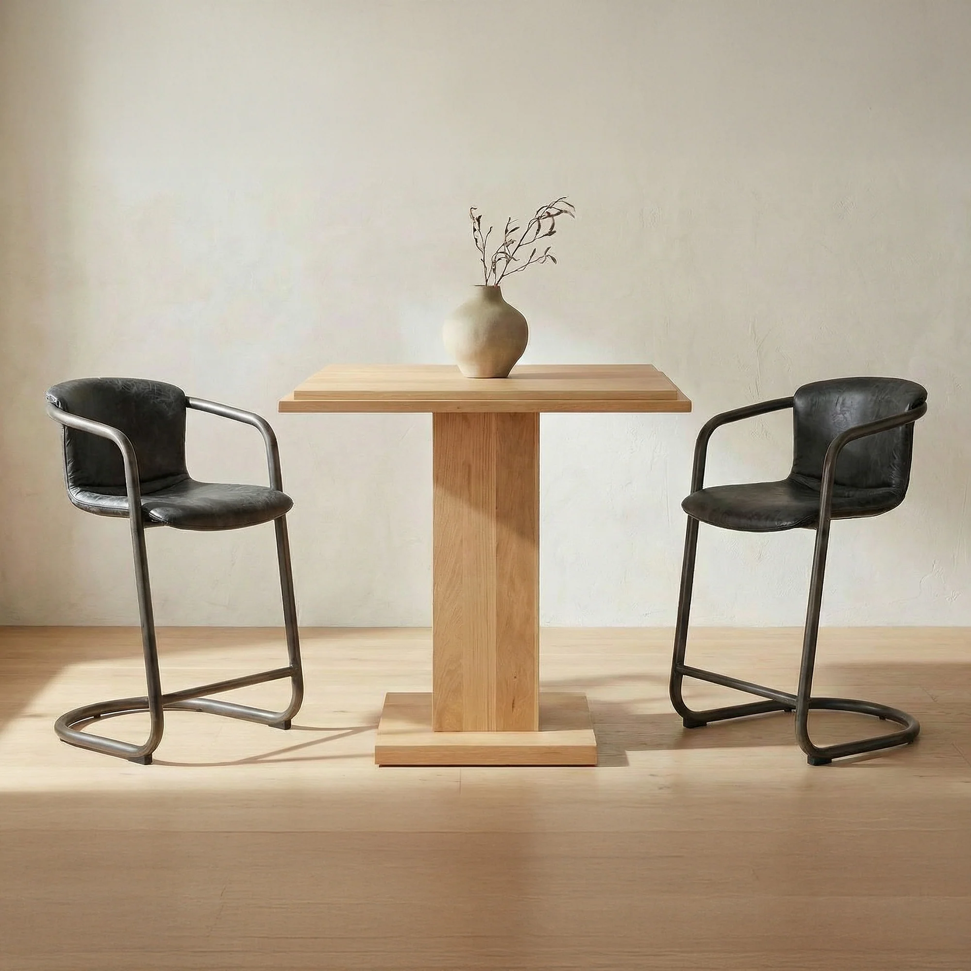 Freeman Barstool Onyx Black Leather  - Set Of Two - Image 2