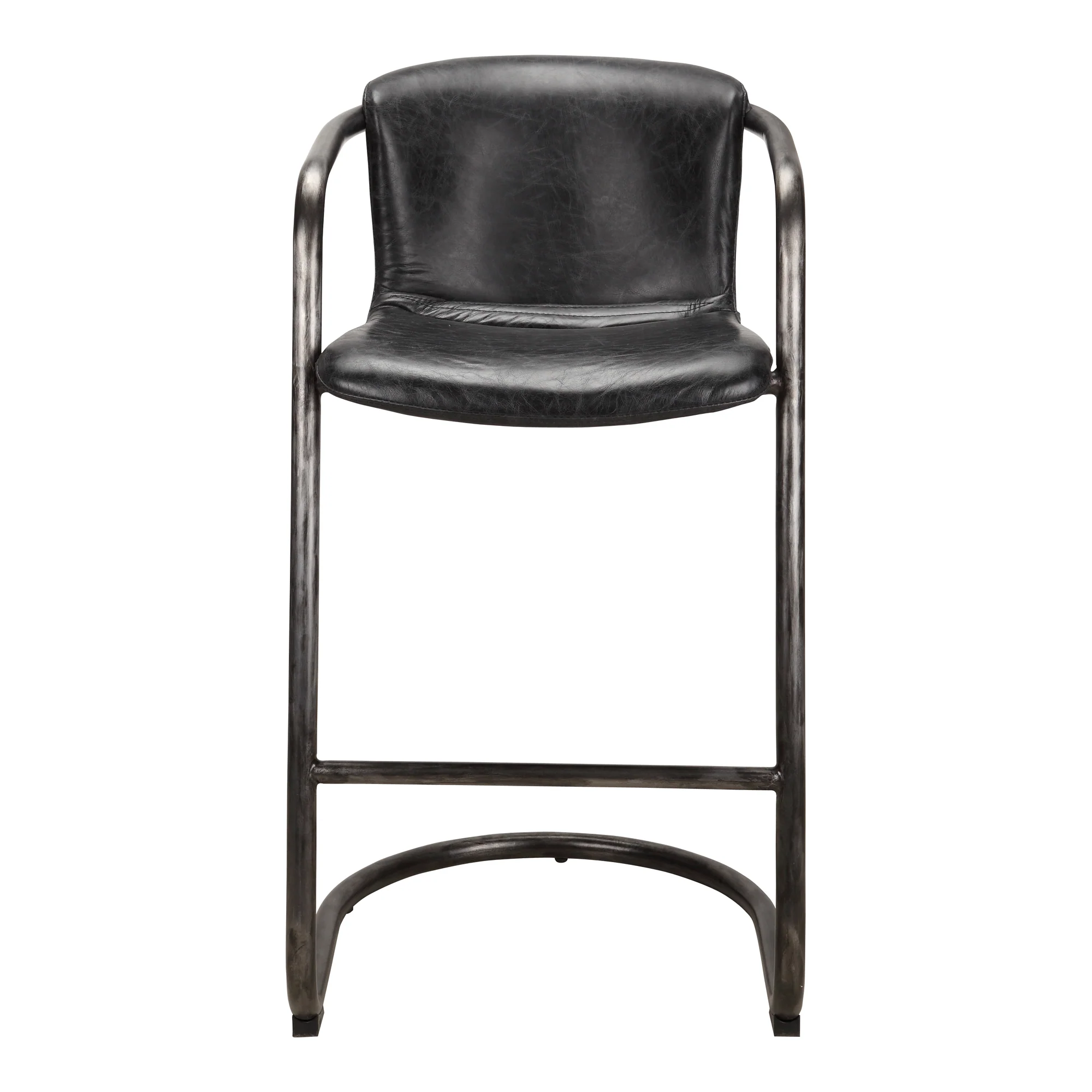 Freeman Barstool Onyx Black Leather  - Set Of Two - Image 4