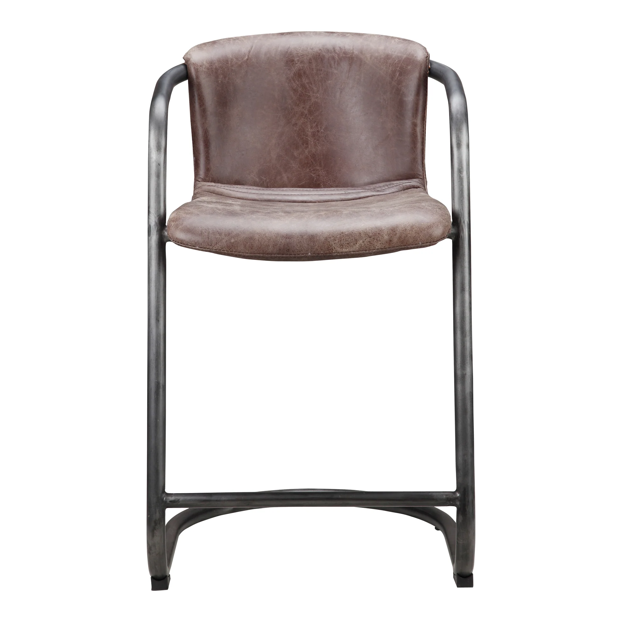 Freeman Counter Stool Grazed Brown Leather - Set Of Two - Image 4