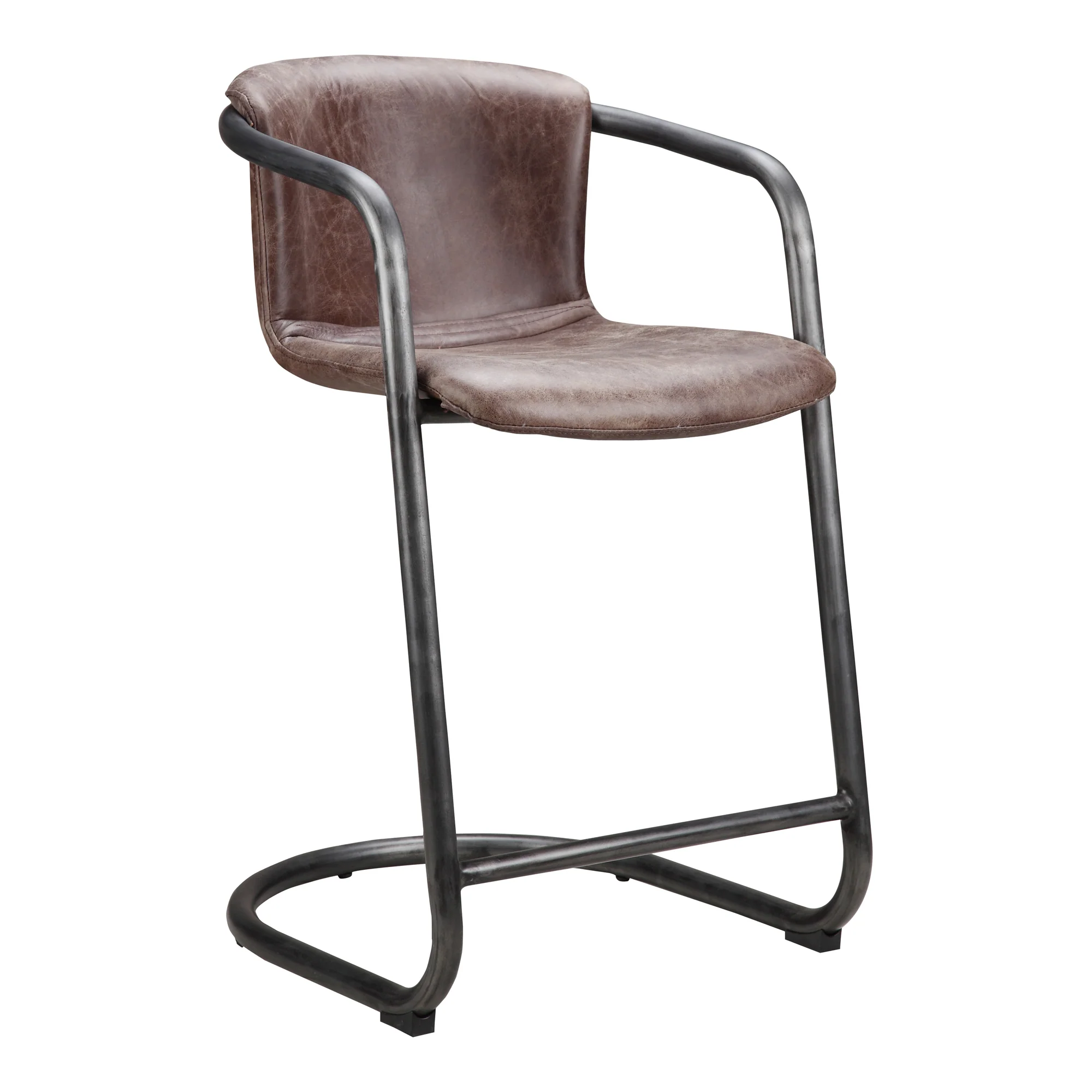 Freeman Counter Stool Grazed Brown Leather - Set Of Two - Image 5