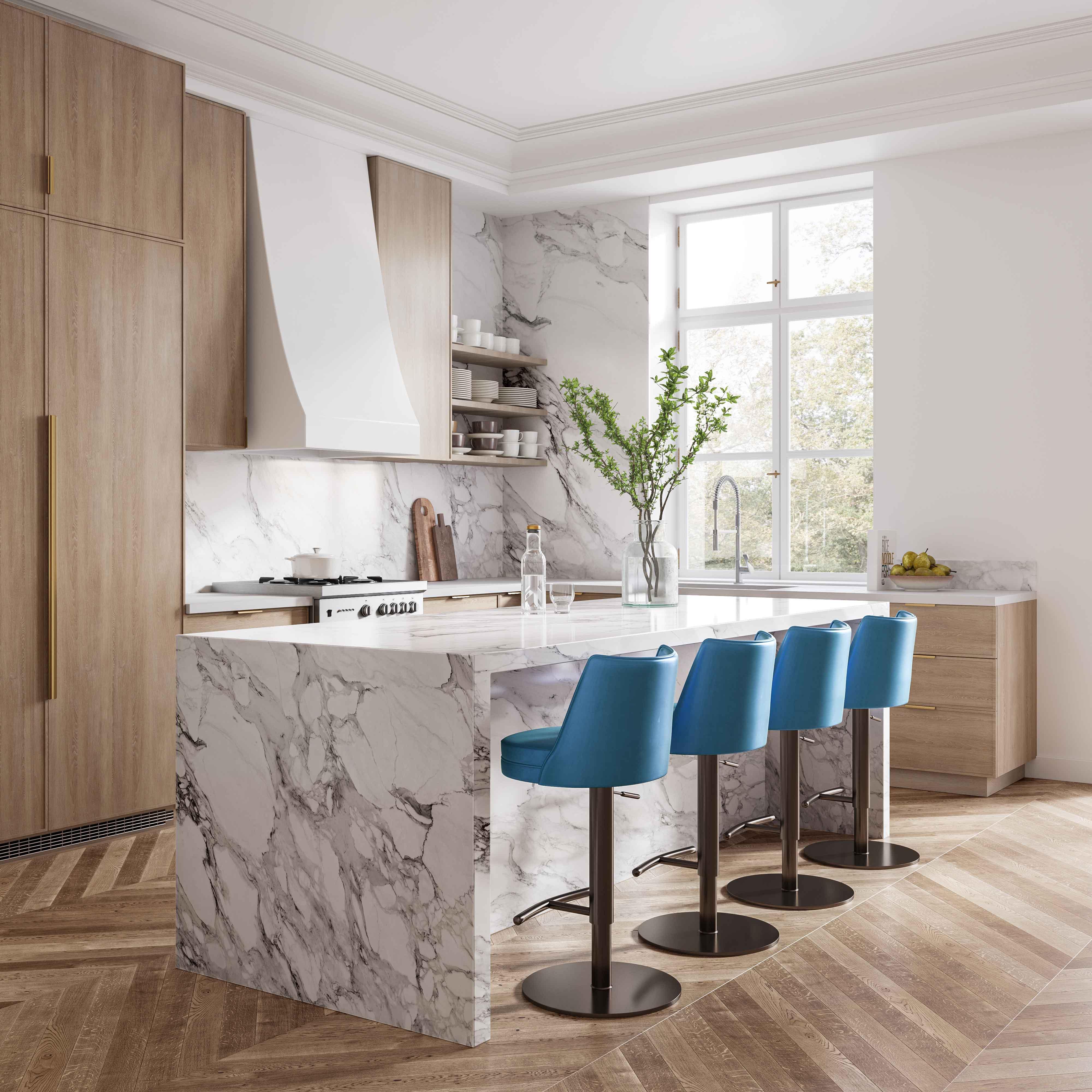 Gala Blue Vegan Leather on Adjustable Stool - Image 2