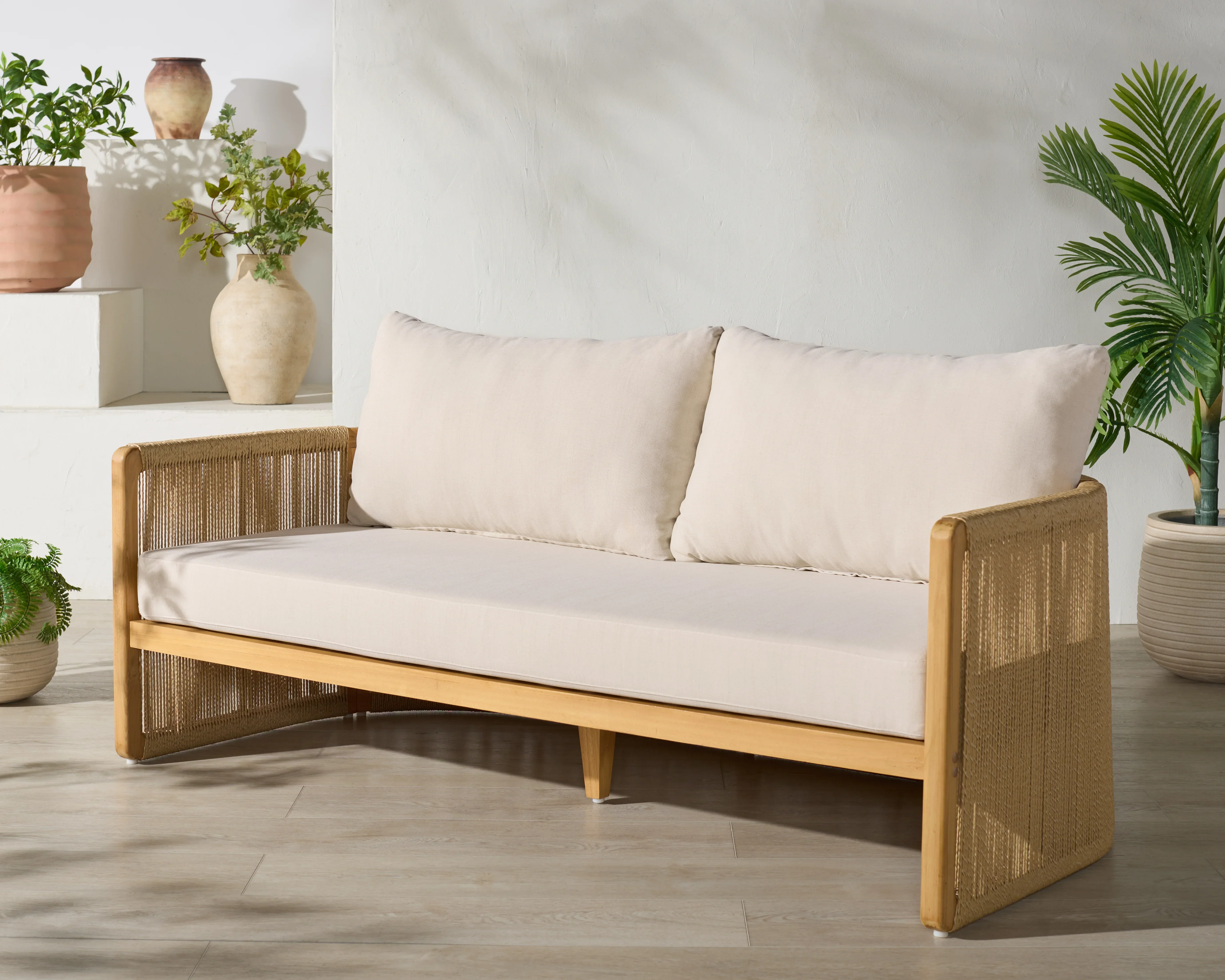 Gale Teak And Hyacinth Patio Sofa - Image 2