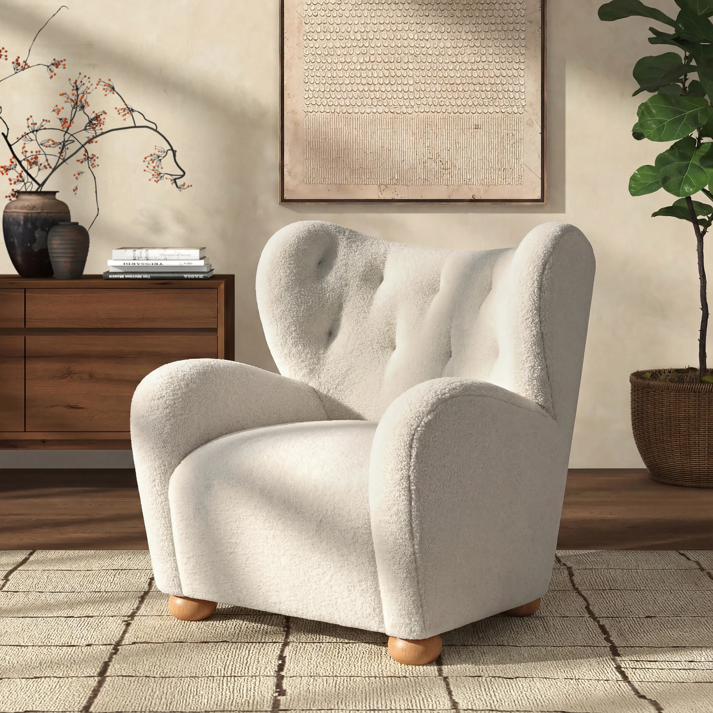 Galloway Wingback Teddy Accent Chair - Image 14