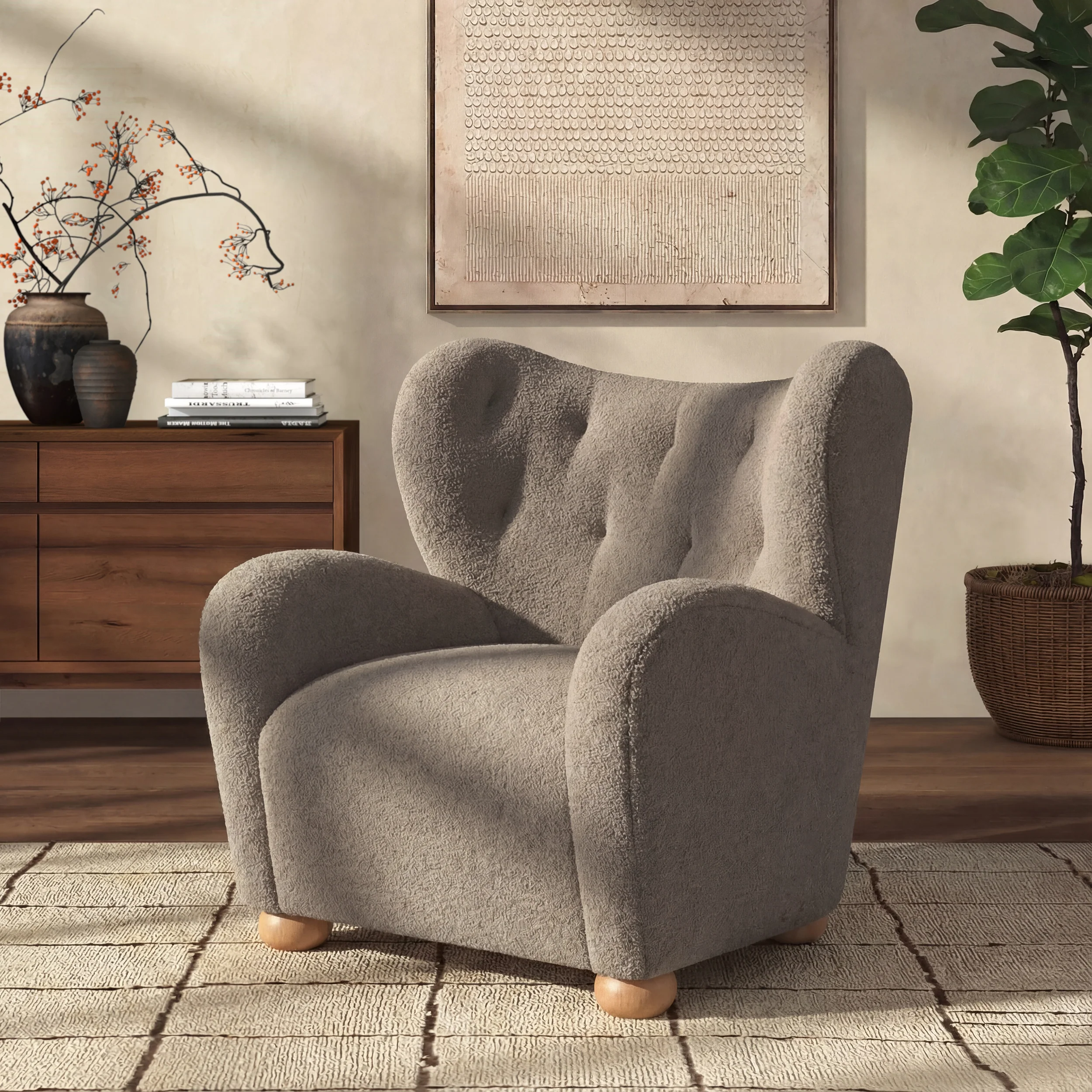 Galloway Wingback Teddy Accent Chair - Image 8