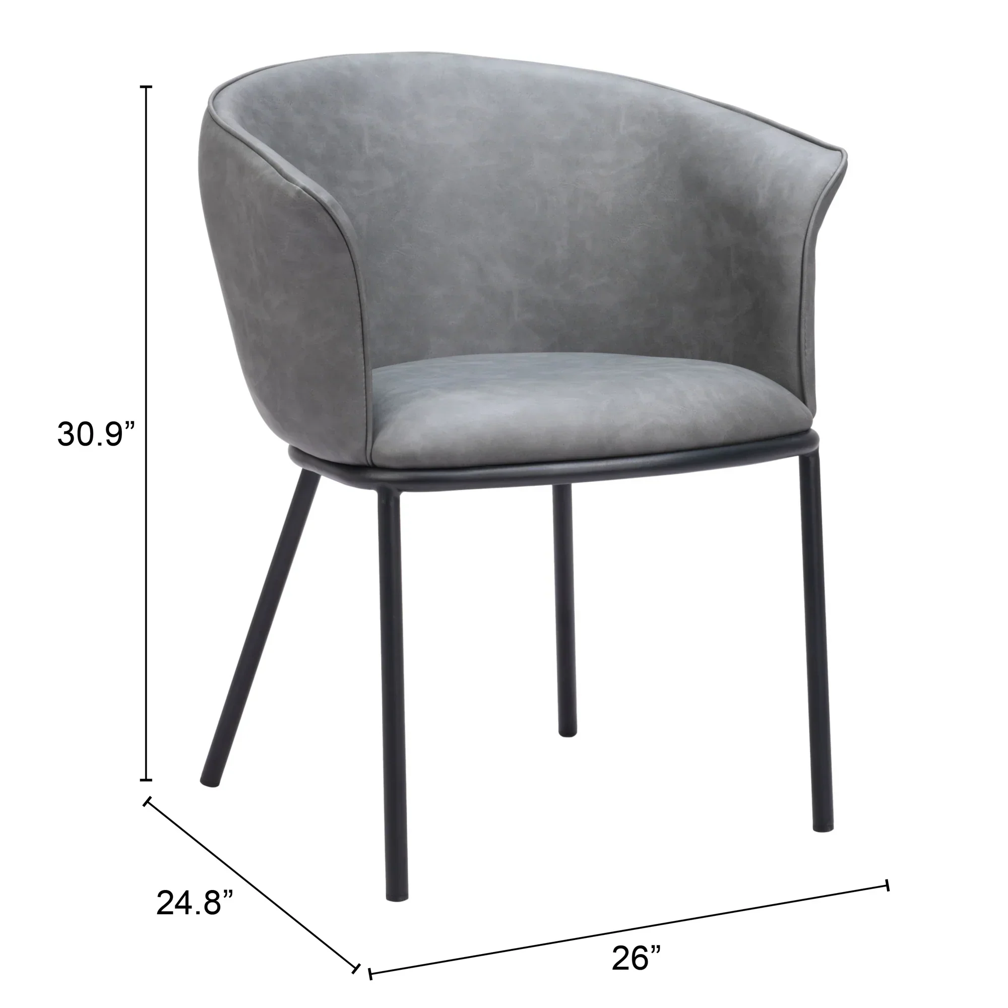 Garston Dining Chair Gray - Set of 2 - Image 5