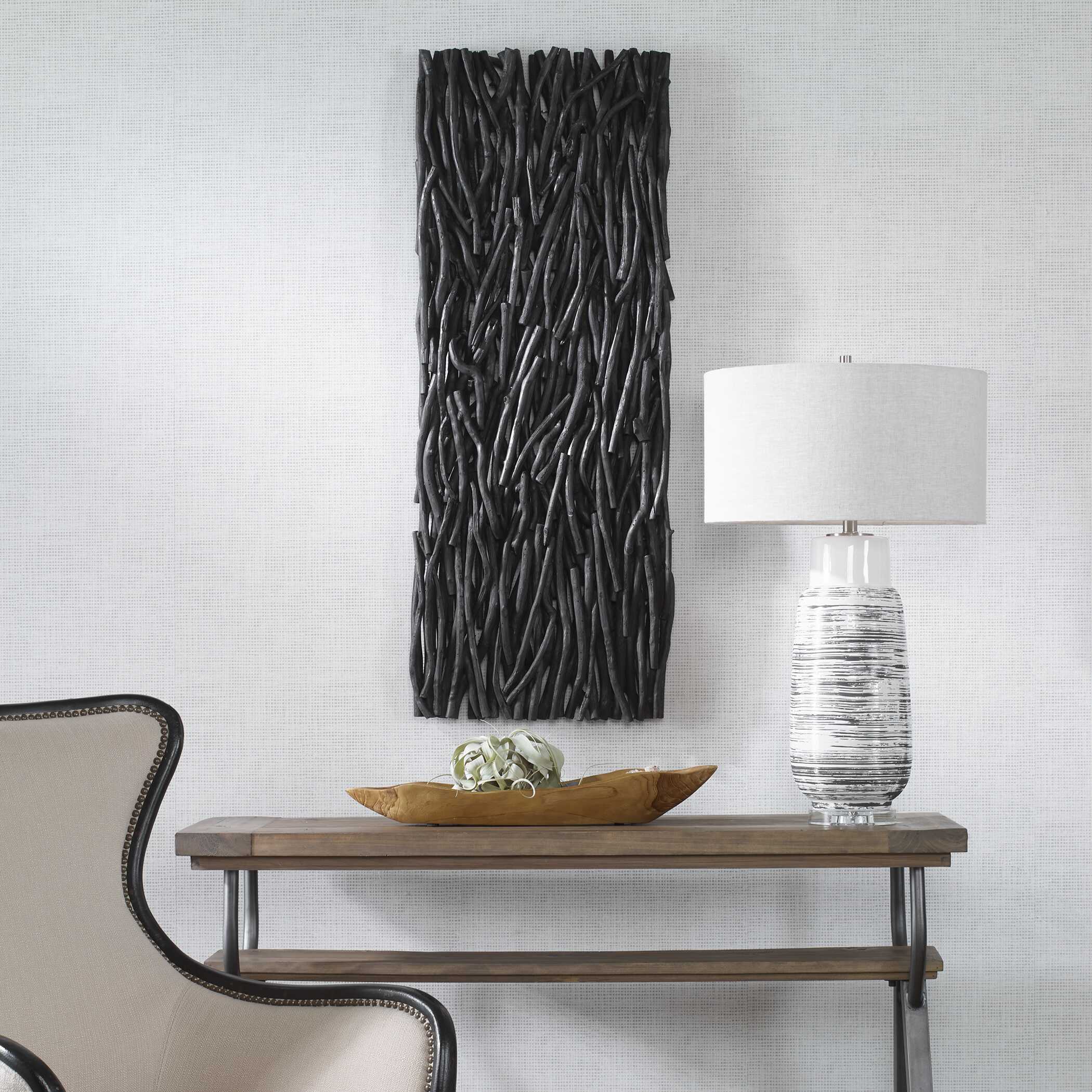 Gathered Teak Black Wood Wall Decor - Image 2