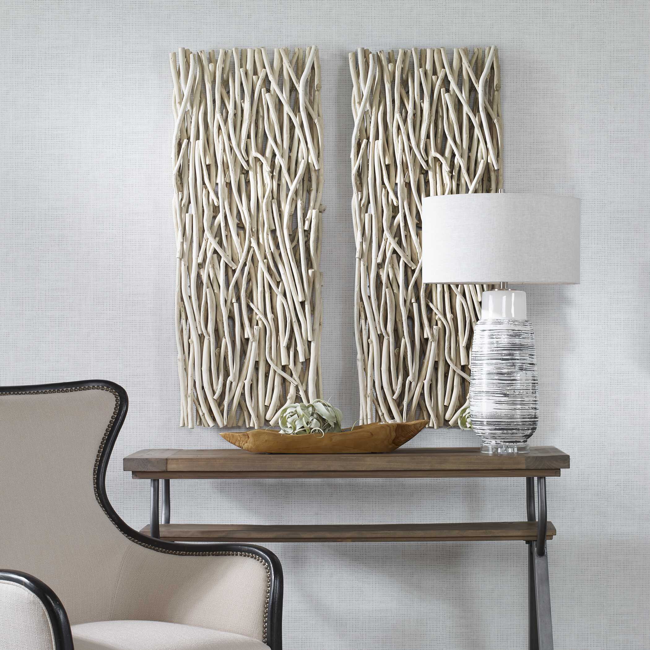 Gathered Teak Bleached Wood Wall Decor - Image 6