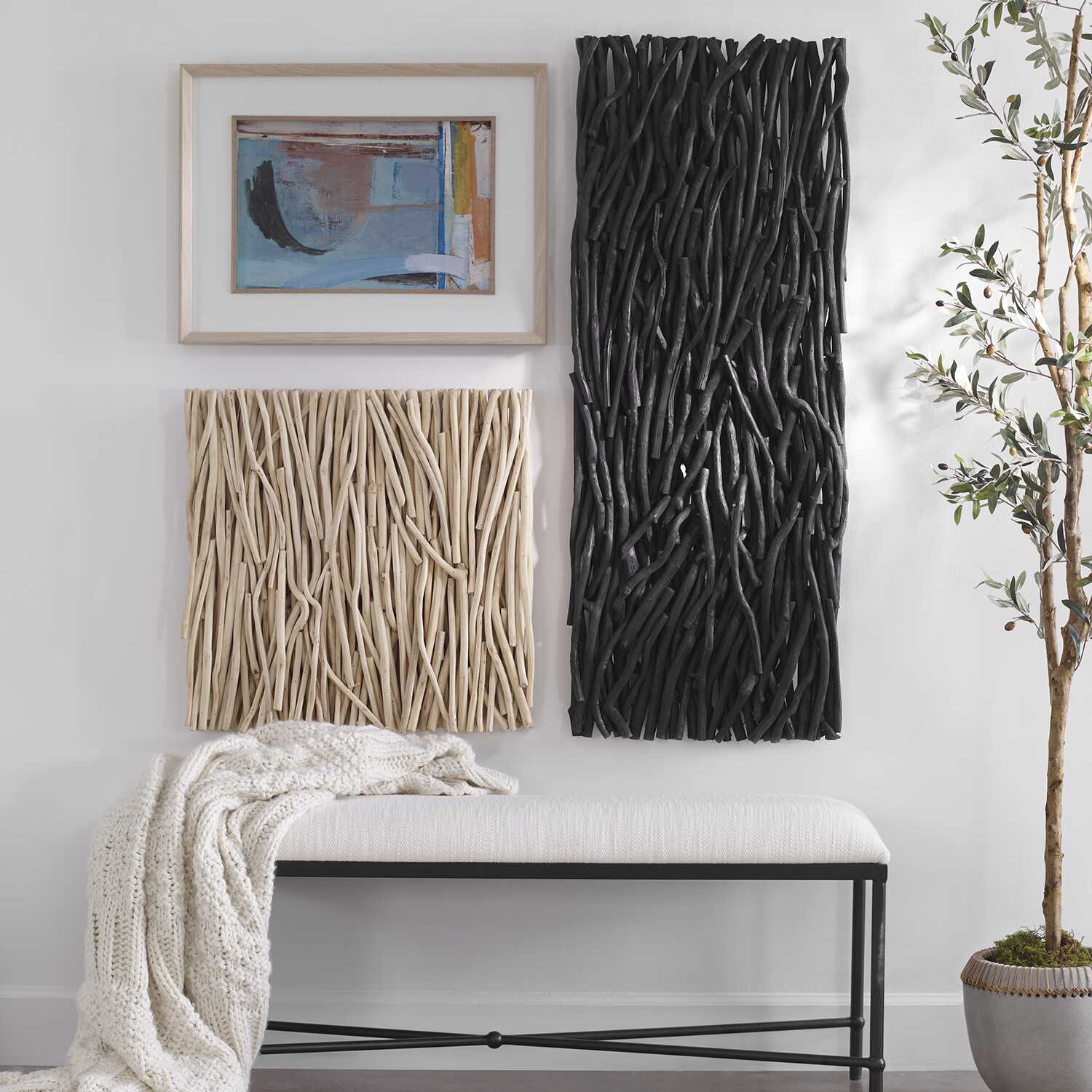 Gathered Teak Square Bleached Wood Wall Decor - Image 2