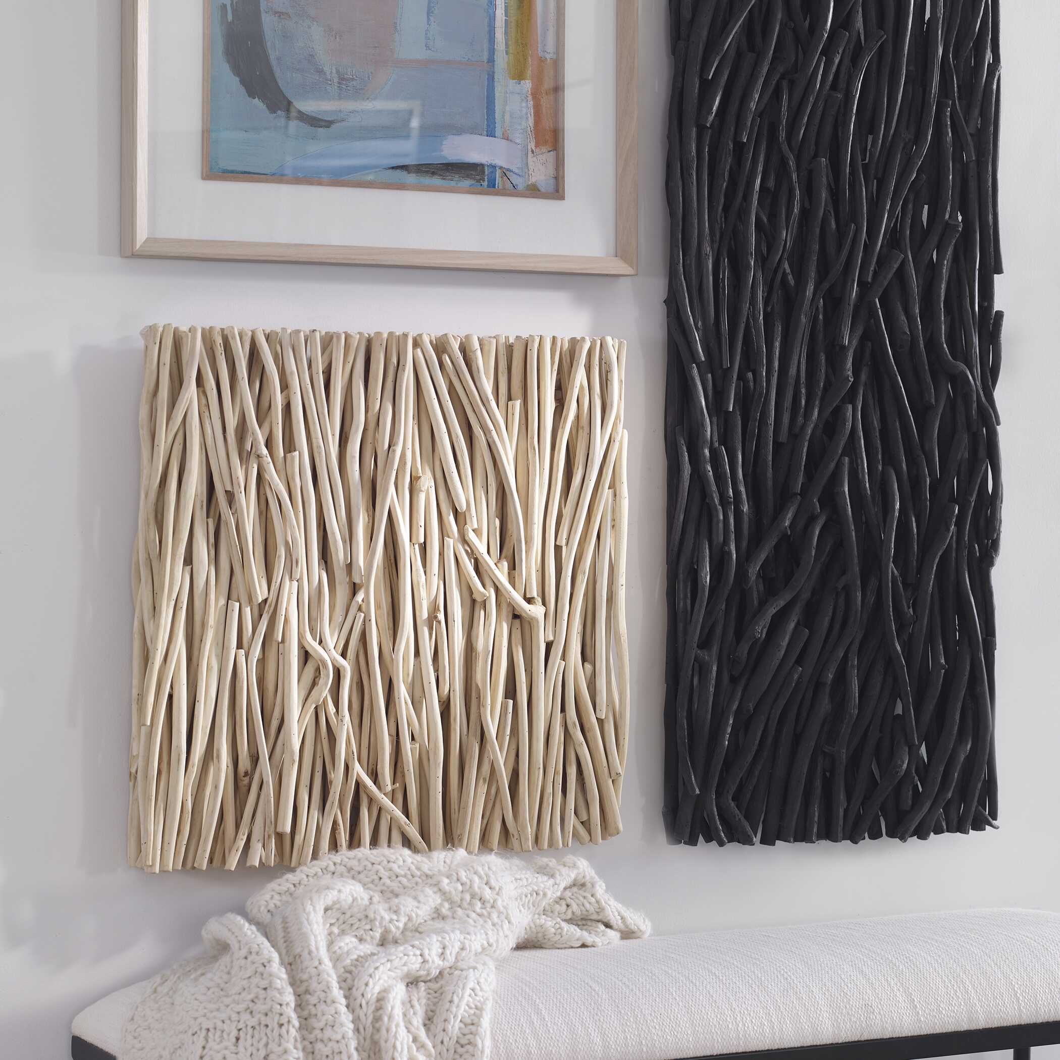 Gathered Teak Square Bleached Wood Wall Decor - Image 3