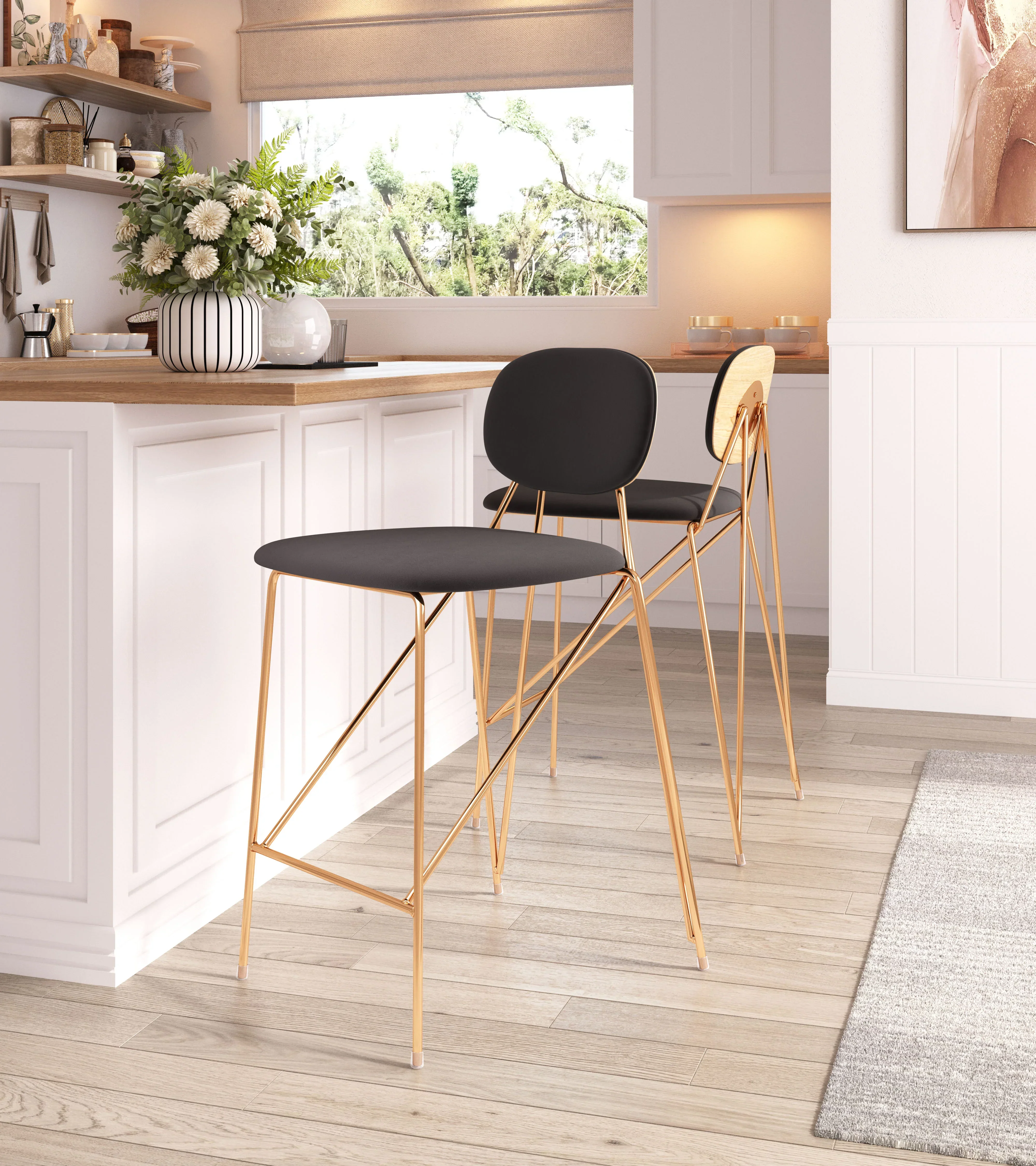 Georges Counter Stool (Set of 2) Gray & Gold - Image 2