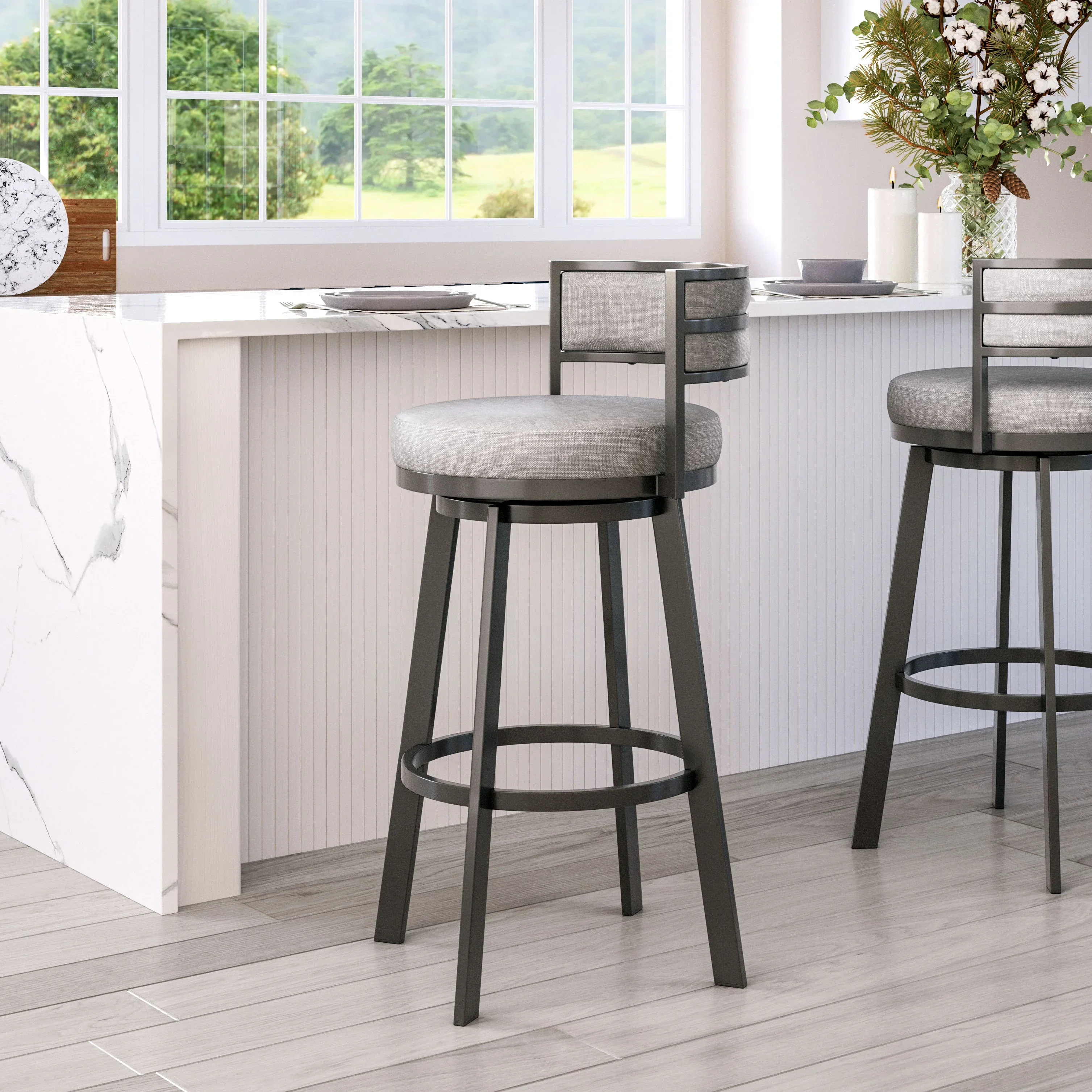Gimsby Swivel Barstool Gray - Image 2