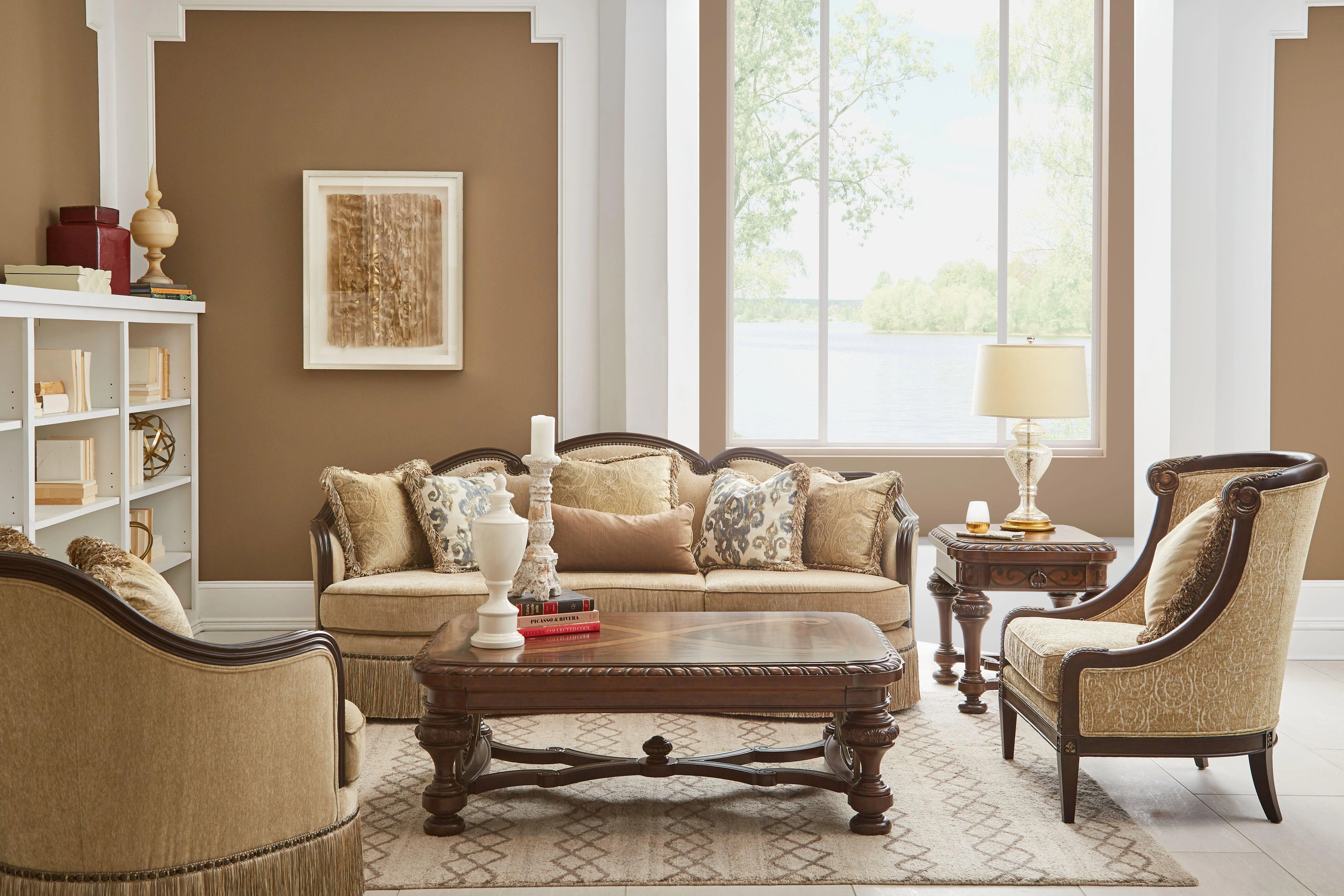 Giovanna Azure Carved Wood Accent Chair - Image 2