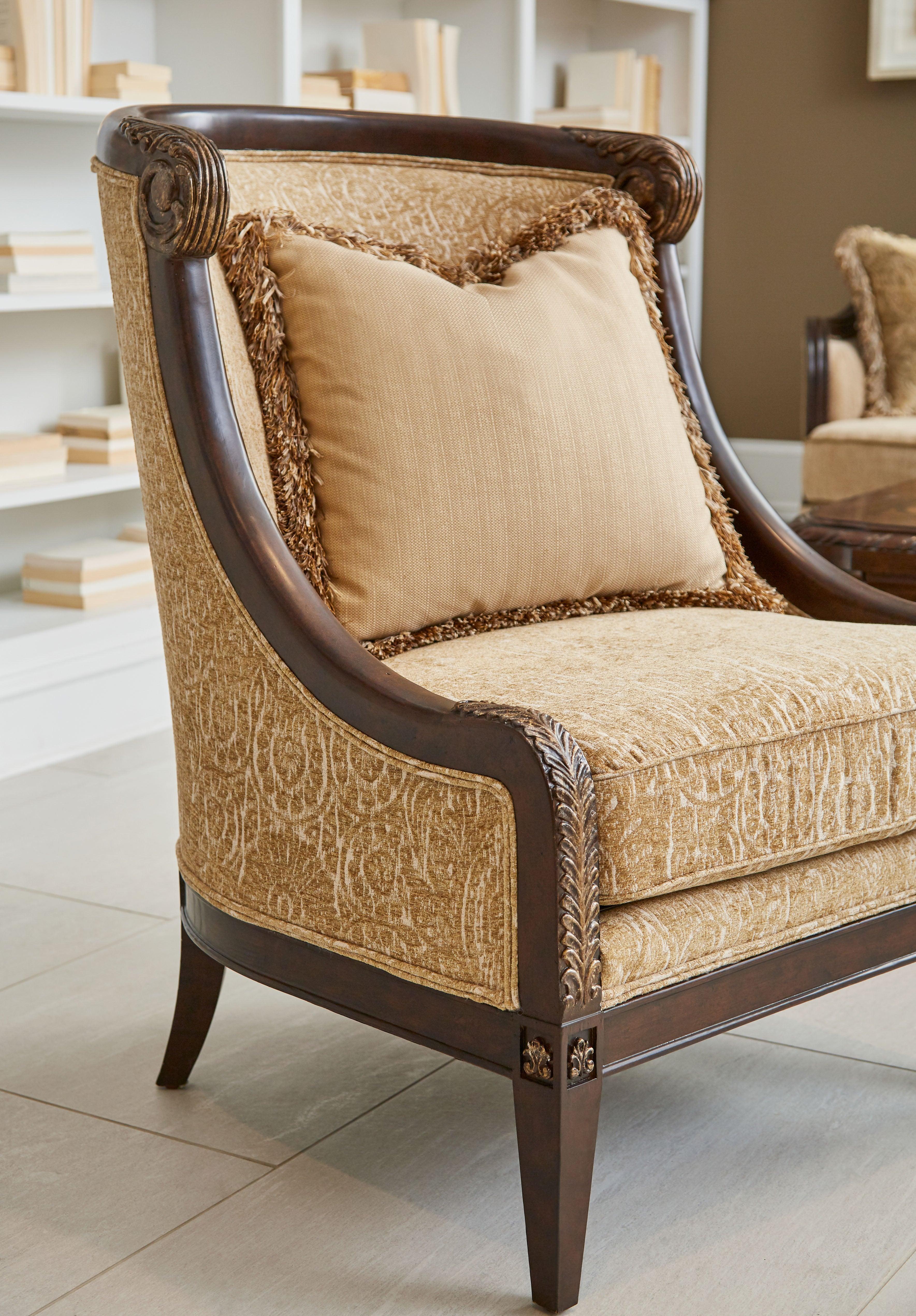 Giovanna Azure Carved Wood Accent Chair - Image 3