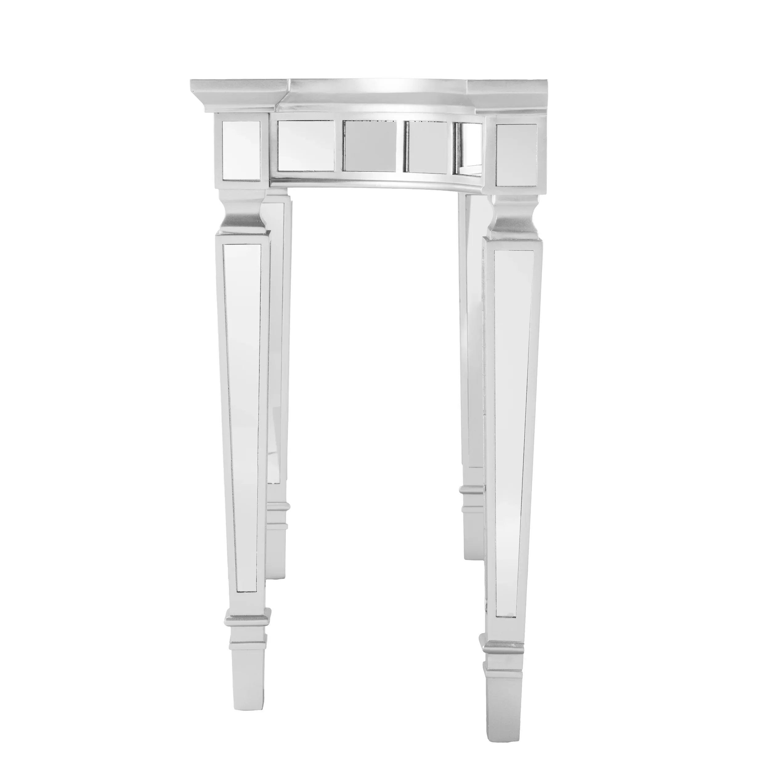 Glenview Glam Mirrored Console Table - Matte Silver - Image 4