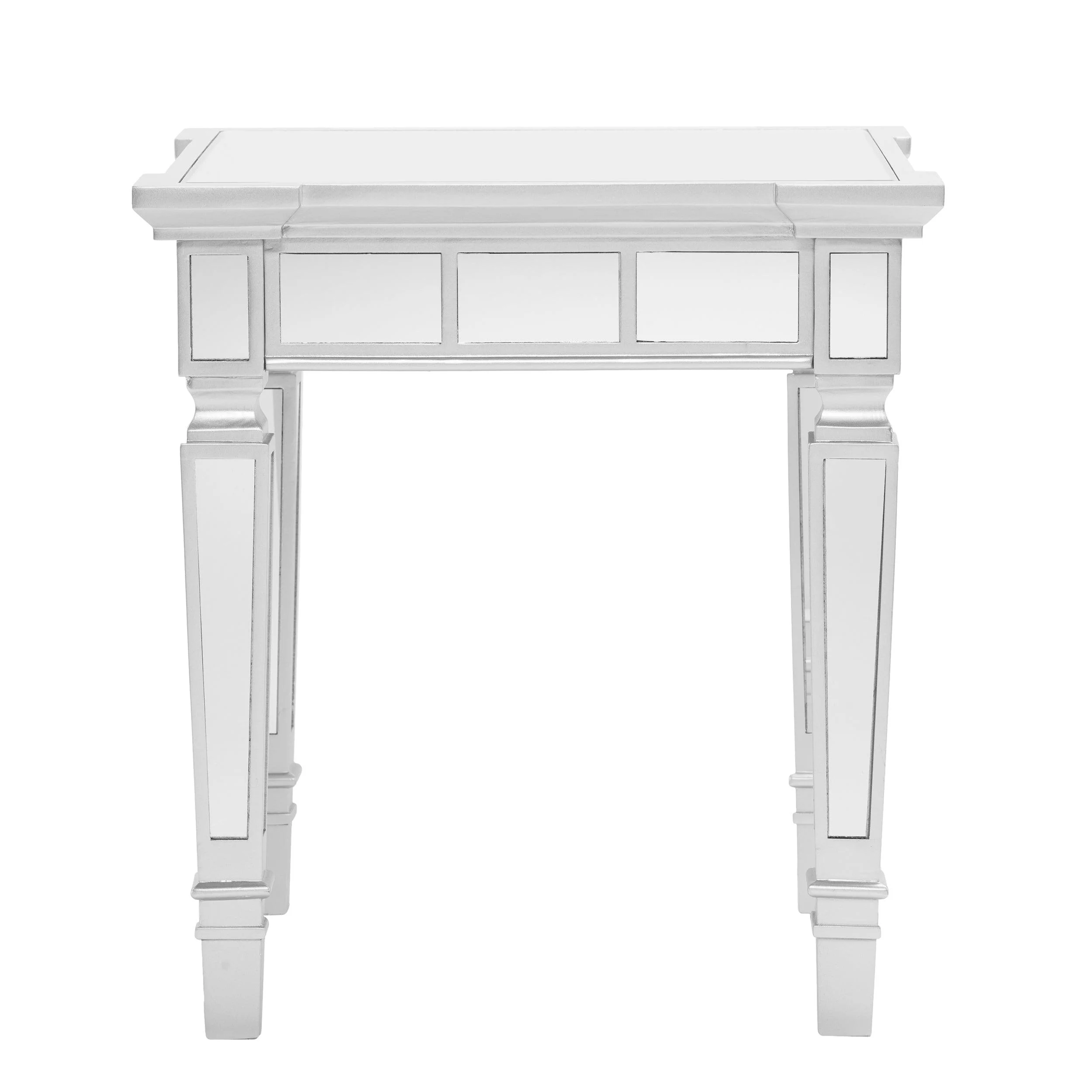 Glenview Glam Mirrored Square End Table - Matte Silver - Image 3