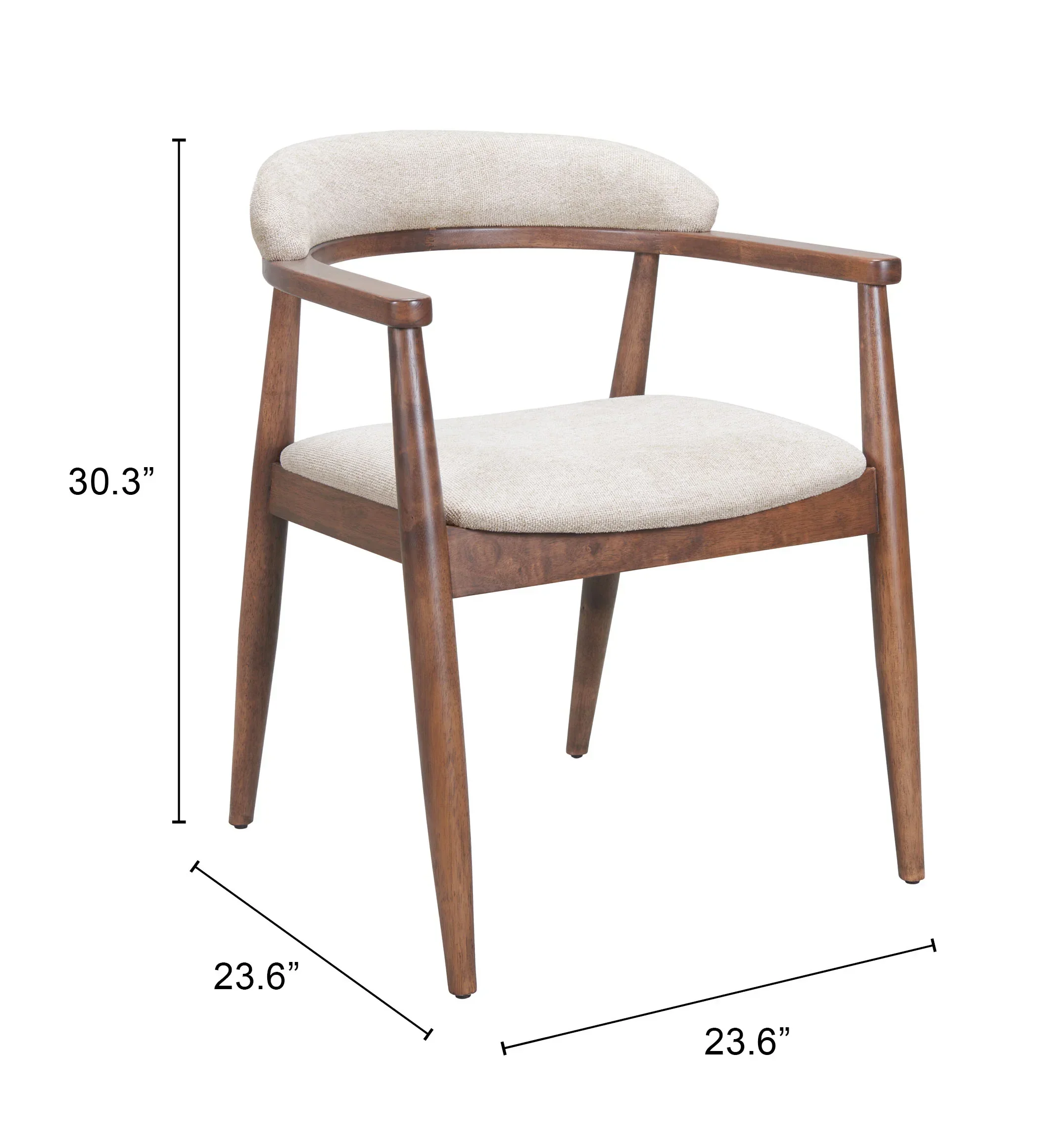 Goka Dining Chair Beige & Walnut - Set of 2 - Image 5
