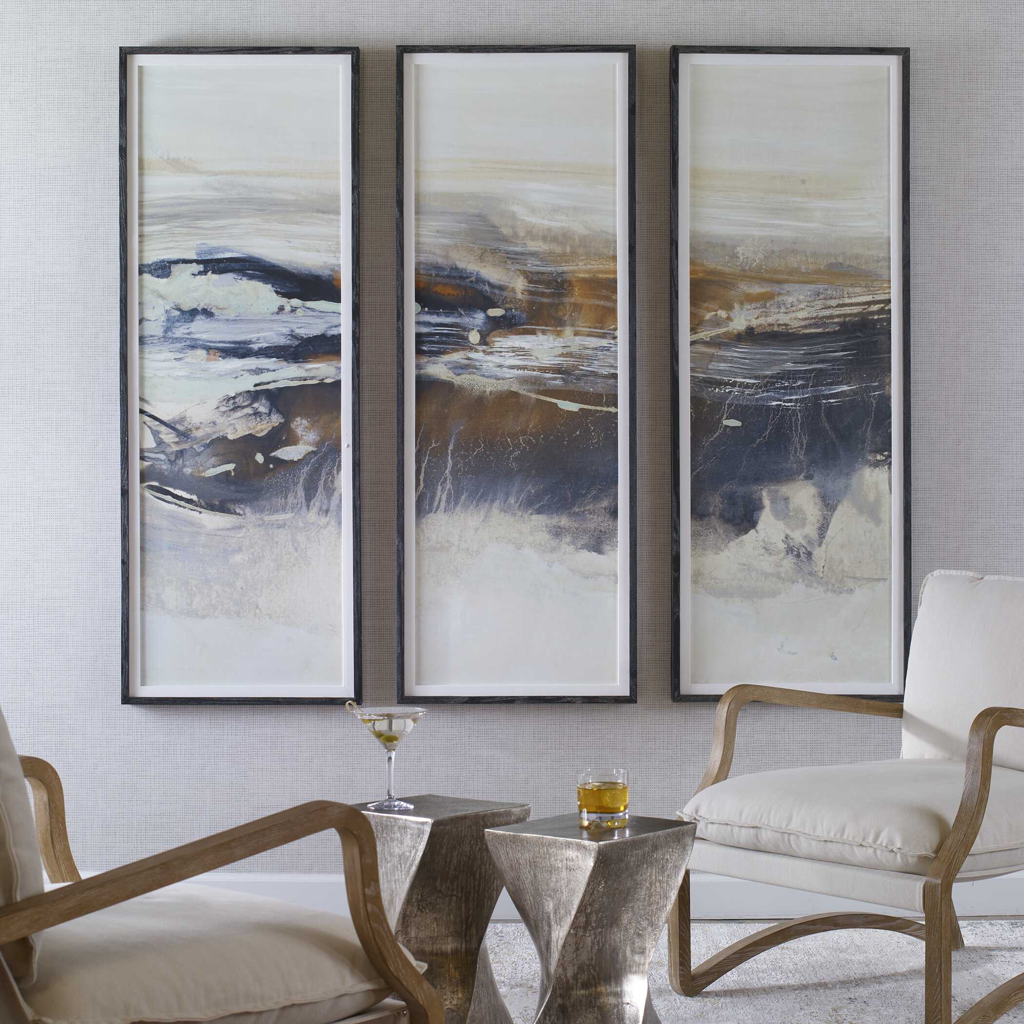 Graphite Horizon Framed Prints - Set of 3 - Image 2